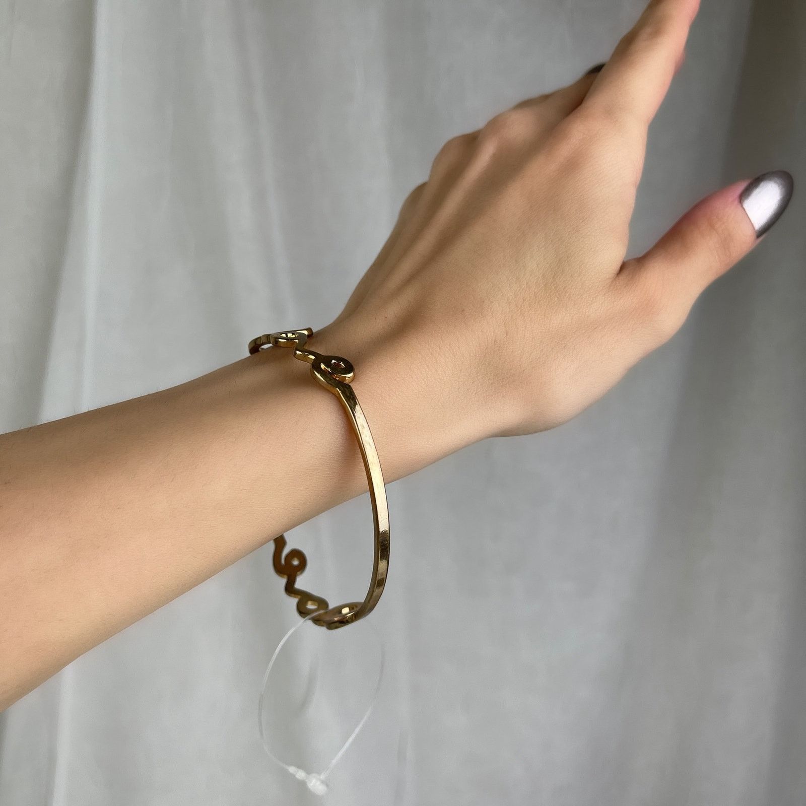 Other Dainty Gold LOVE Bangle Bracelet Minimalist Romantic NWOT Size ONE SIZE - 3 Thumbnail