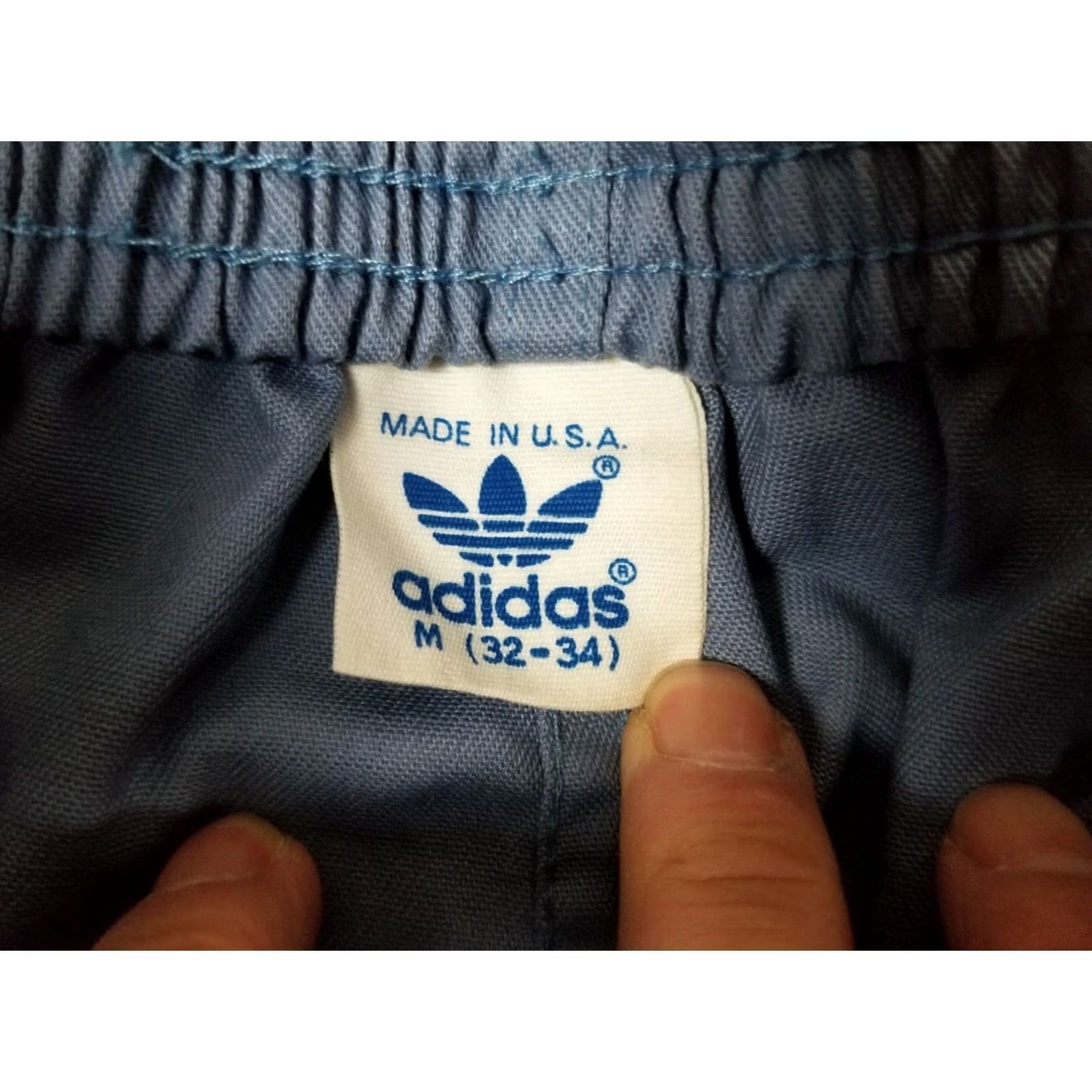 Adidas VINTAGE adidas TRACK PANTS Mens Medium Cotton Sky Blue 80's Old School Hip Hop Belted Size US 31 - 3 Thumbnail