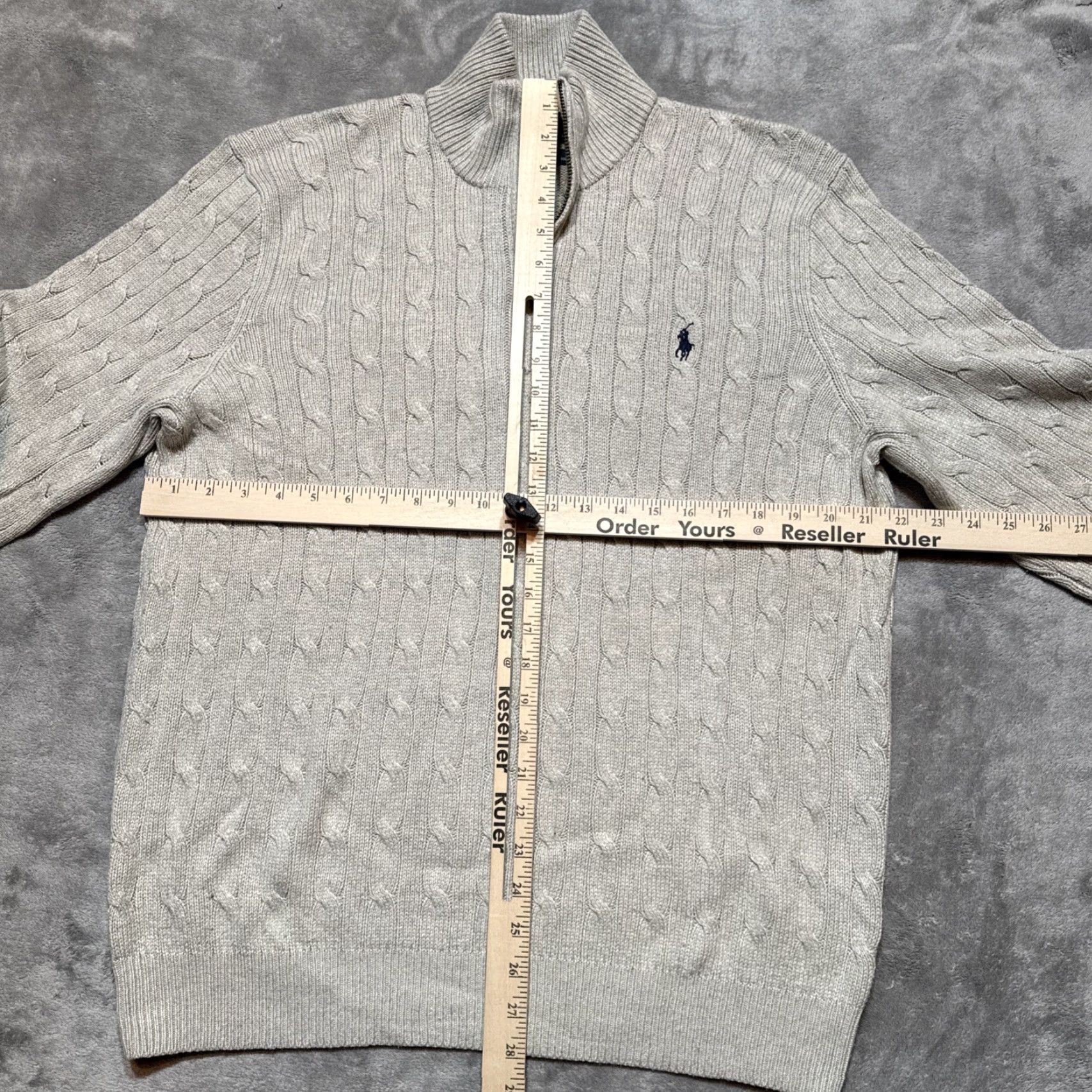 Polo Ralph Lauren Polo Ralph Lauren Sweater Mens XL Gray Cable Knit 1/4 Zip Silk Size US XL / EU 56 / 4 - 4 Thumbnail