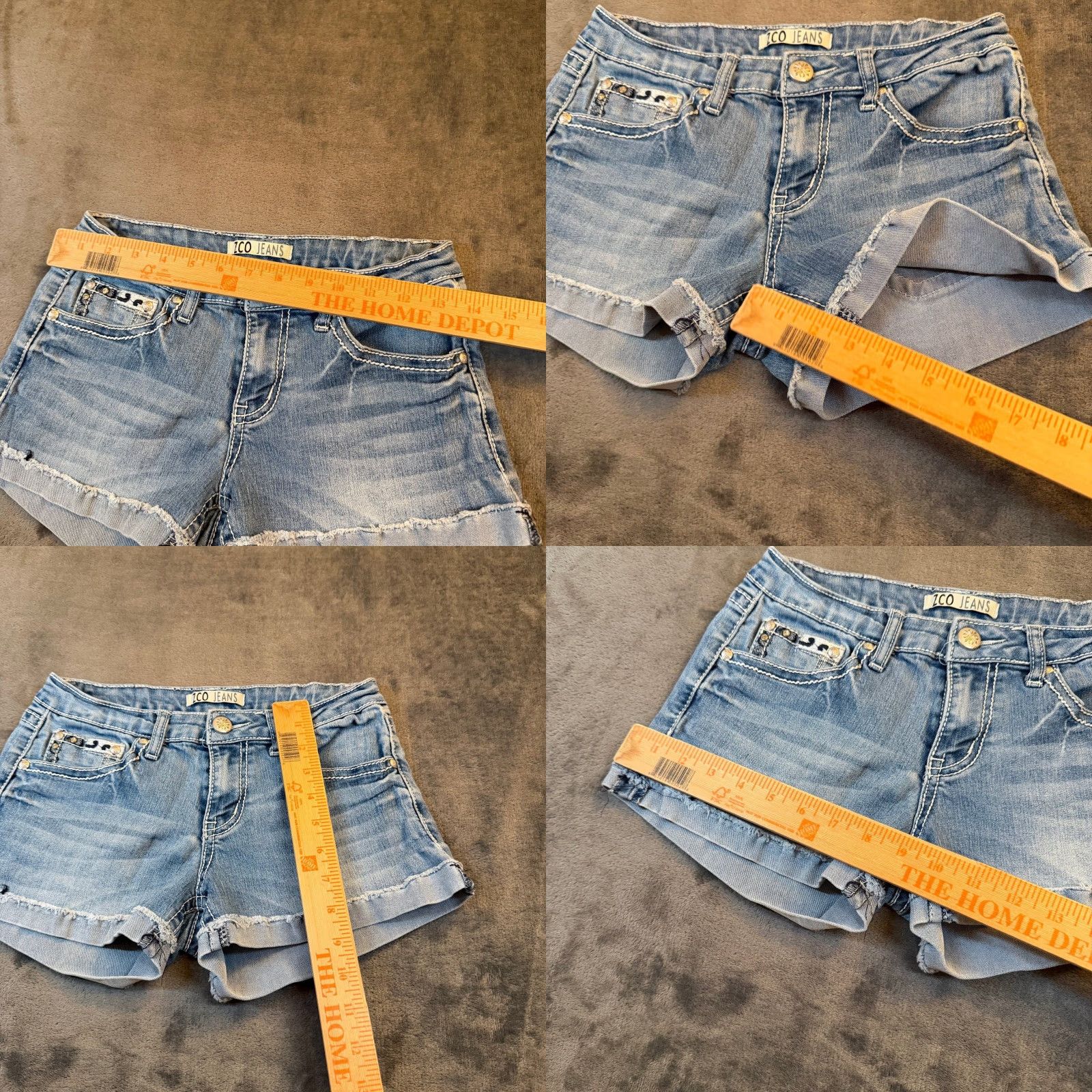 Denime ZCO Jeans Denim Shorts Junior Size 7 Blue Contrast Stitching Raw Hem Cut-Off Slim 5-Pocket Casual Summer Boys/Girls? Size 27" / US 4 / IT 40 - 8 Thumbnail