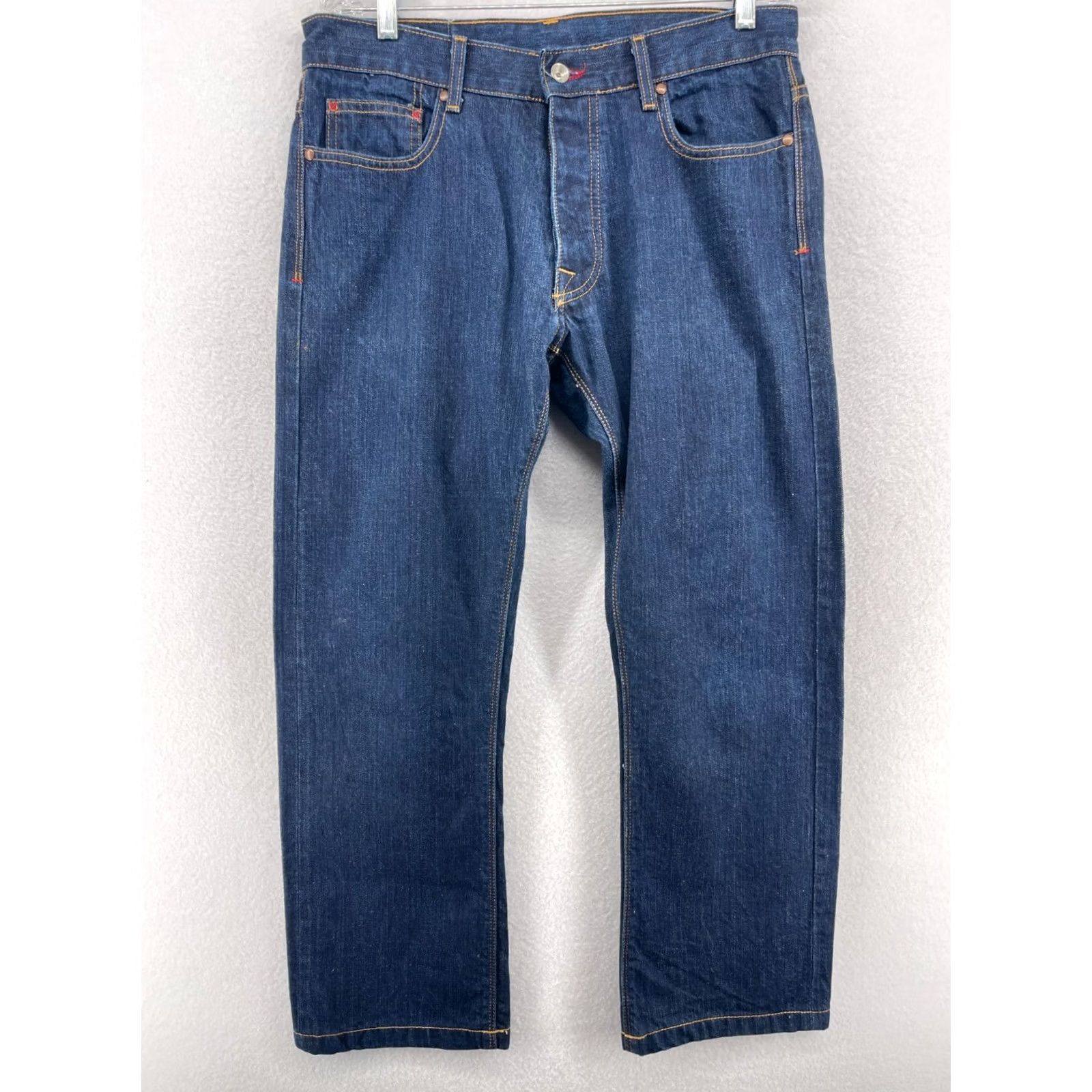 Vintage RIVI Jeans Mens 33 Straight Denim Cotton Blue Selvedge Button Fly USA Size US 33 - 3 Thumbnail