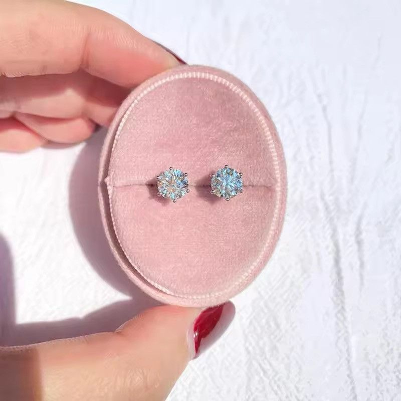 Sterling Silver 925 silver moissanite 0.5 carat earrings (5 mm) Size ONE SIZE - 6 Thumbnail