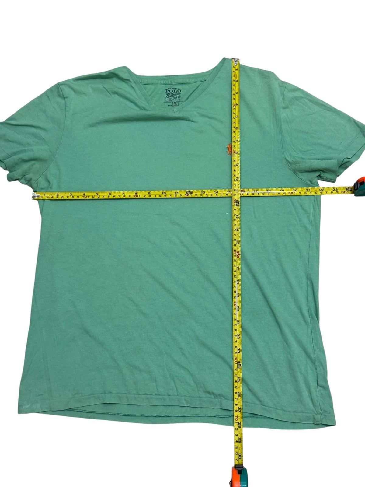 Polo Ralph Lauren × Ralph Lauren Sport POLO RALPH LAUREN SMALL LOGO V NECK GREEN TEE Size US L / EU 52-54 / 3 - 3 Thumbnail