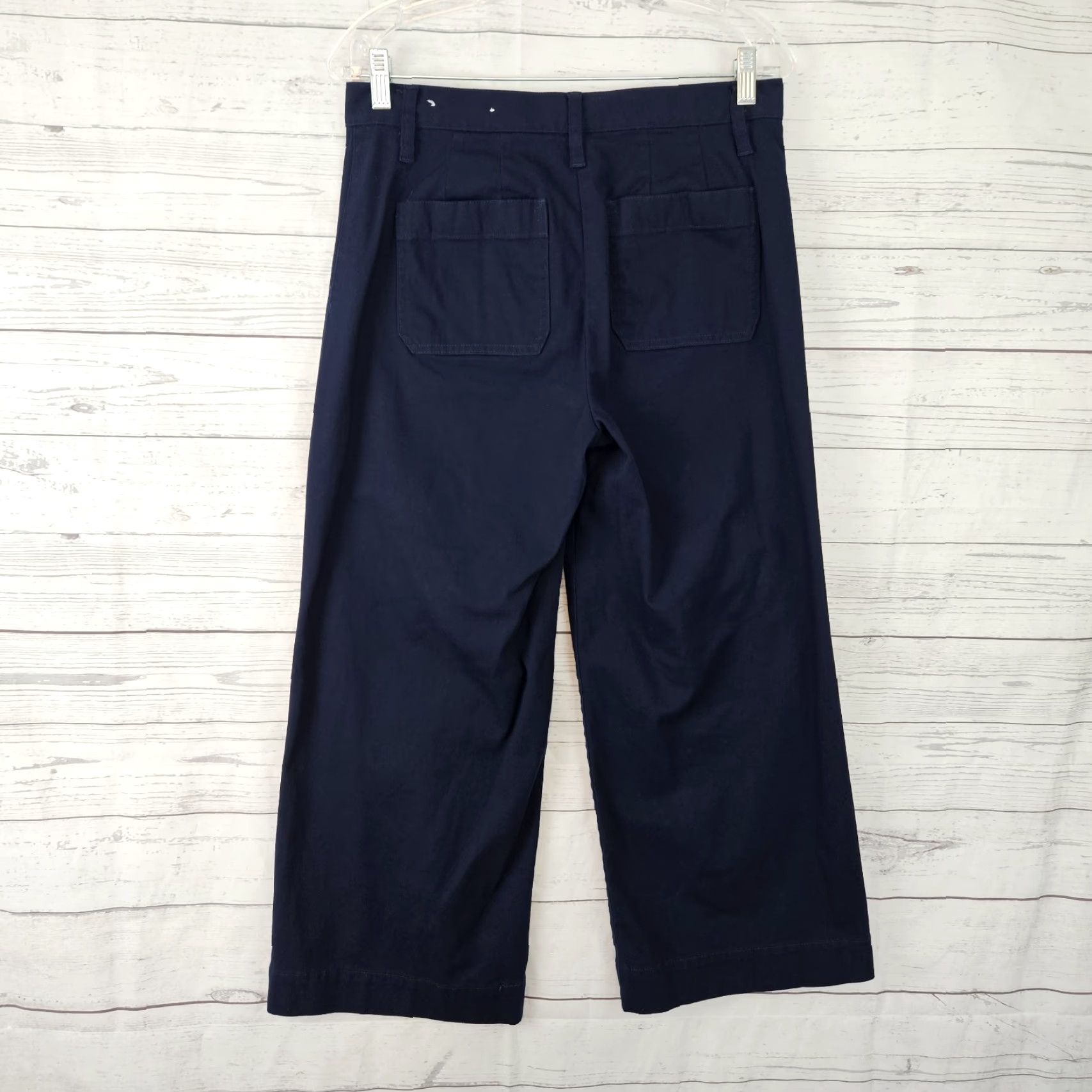 Loft LOFT Ann Taylor Womens Wide-Leg Crop Pants Sz 6 Blue Cotton High Rise Cropped Pants Womens Boys Girls Mens Size 28" / US 6 / IT 42 - 3 Thumbnail