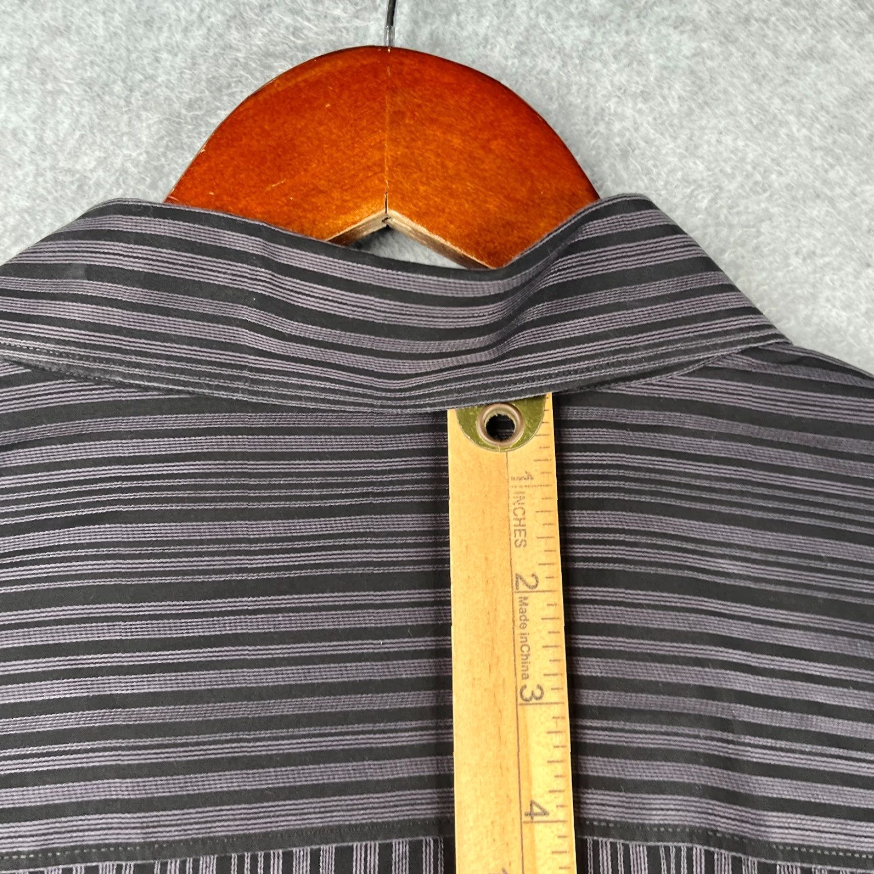Calvin Klein Calvin Klein Shirt 3X Gray Black Striped Button-Up Long Sleeve Mens Adult Regular Cotton Woven Button-Down Collar Casual Size US XXL / EU 58 / 5 - 7 Thumbnail