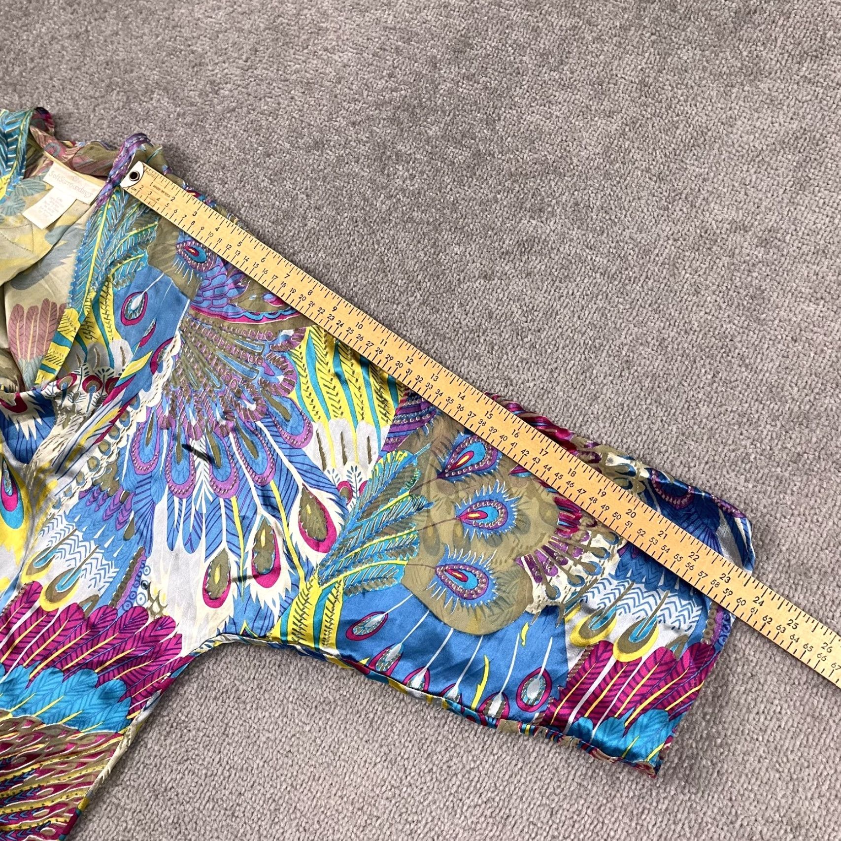 Soft Surroundings Soft Surroundings Silk Blend Kimono Shirt Women M Multicolor Geometric 3/4 Sleeve 90s Viscose Lightweight Cardigan Knitted Sheer Size M / US 6-8 / IT 42-44 - 5 Thumbnail