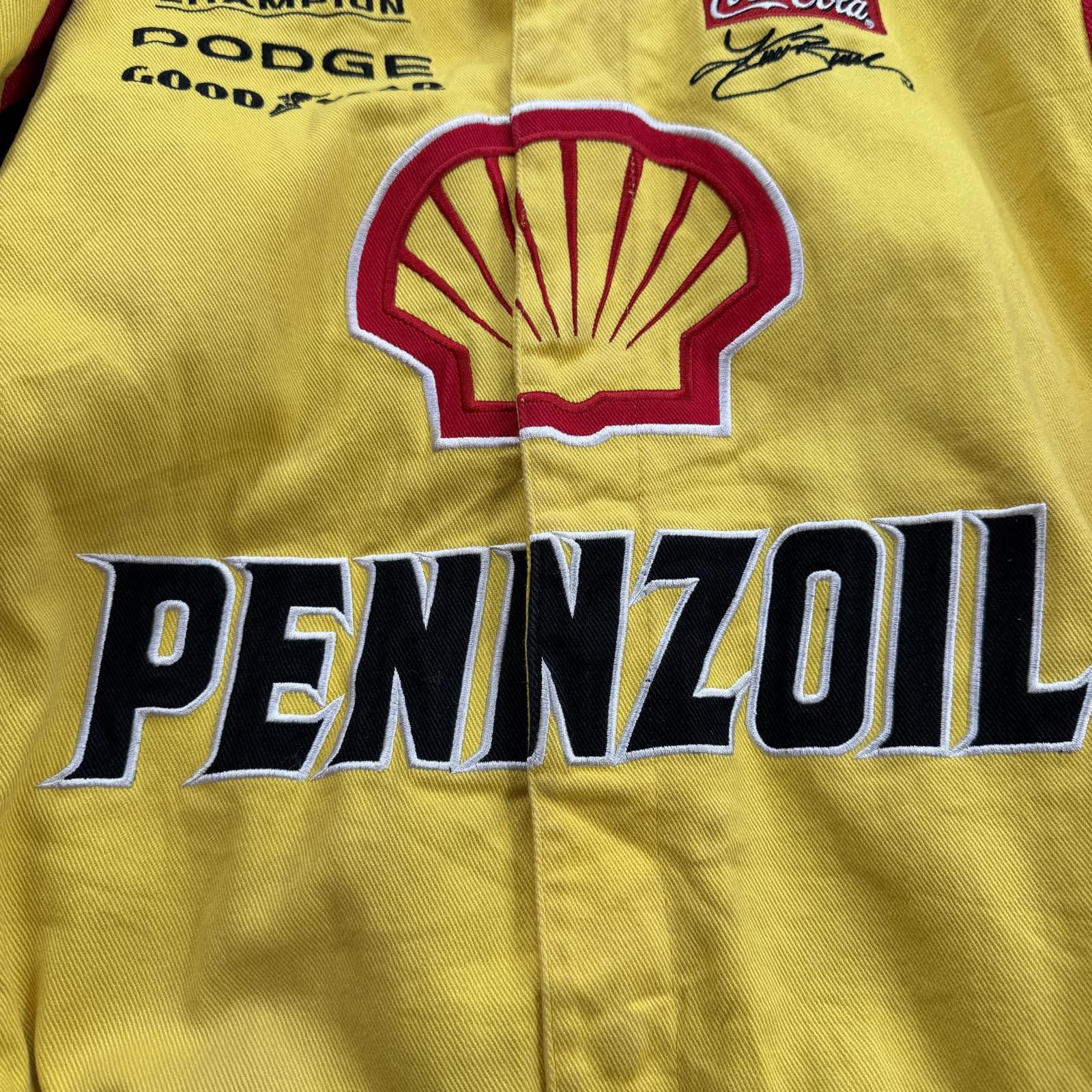 JH Design Vintage Kurt Busch Pennzoil NASCAR Racing Jacket Yellow XL Size US L / EU 52-54 / 3 - 7 Thumbnail