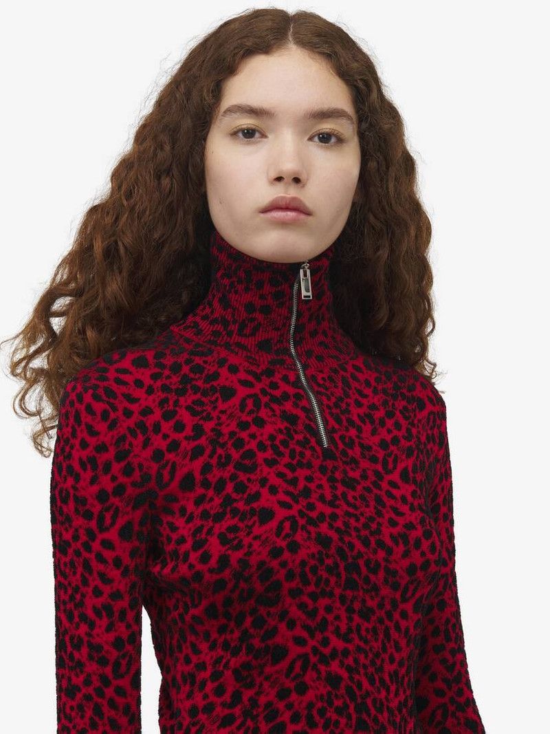 Alexander McQueen o1srvl11e0326 Leopard Jacquard Fitted Top in Multicolor Size XL / US 12-14 / IT 48-50 - 7 Thumbnail