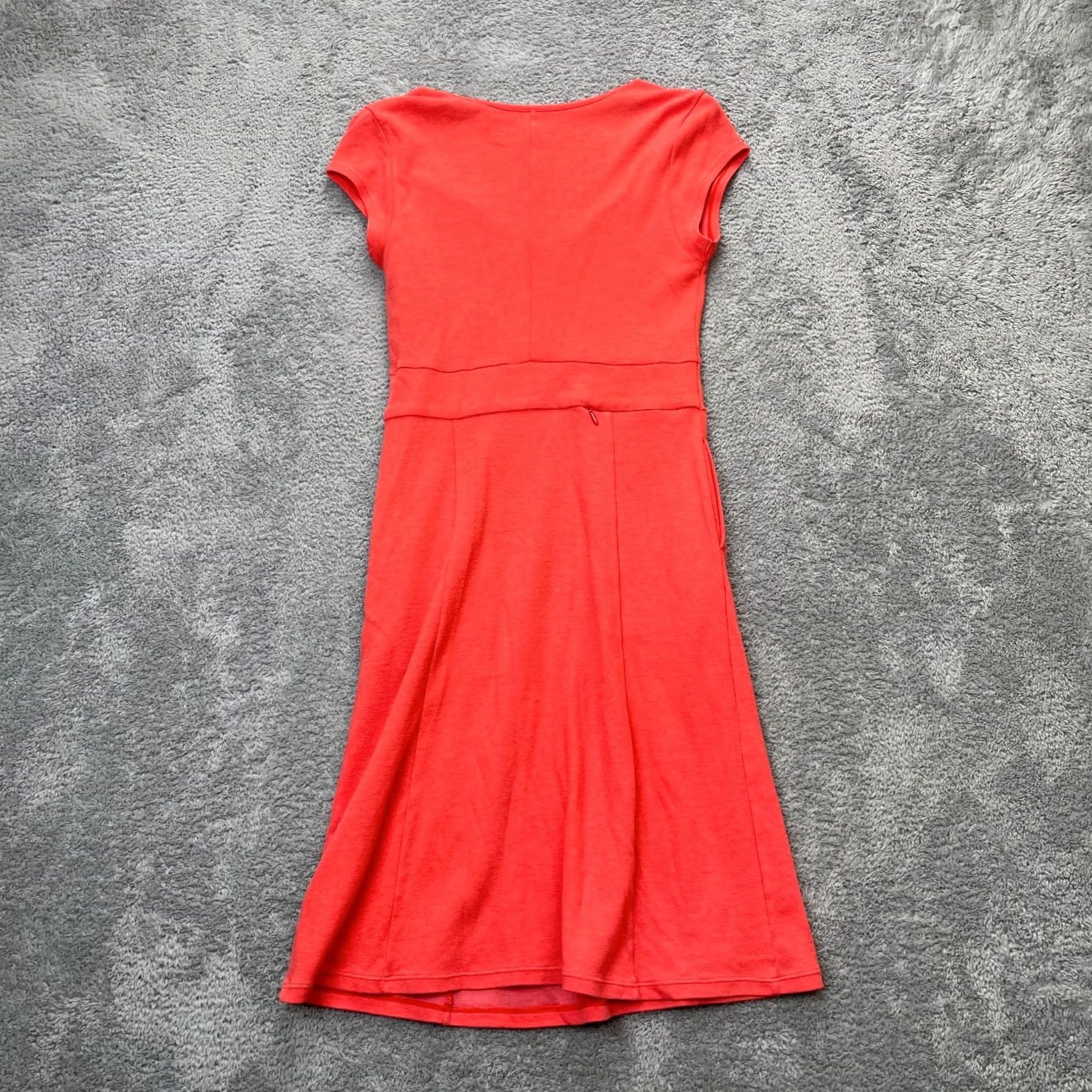 Toad&Co VINTAGE Toad&Co Dress Womens Small Red Shift Cotton Stretch Scoop Neck Cap Sleeve Size S / US 4 / IT 40 - 2 Thumbnail