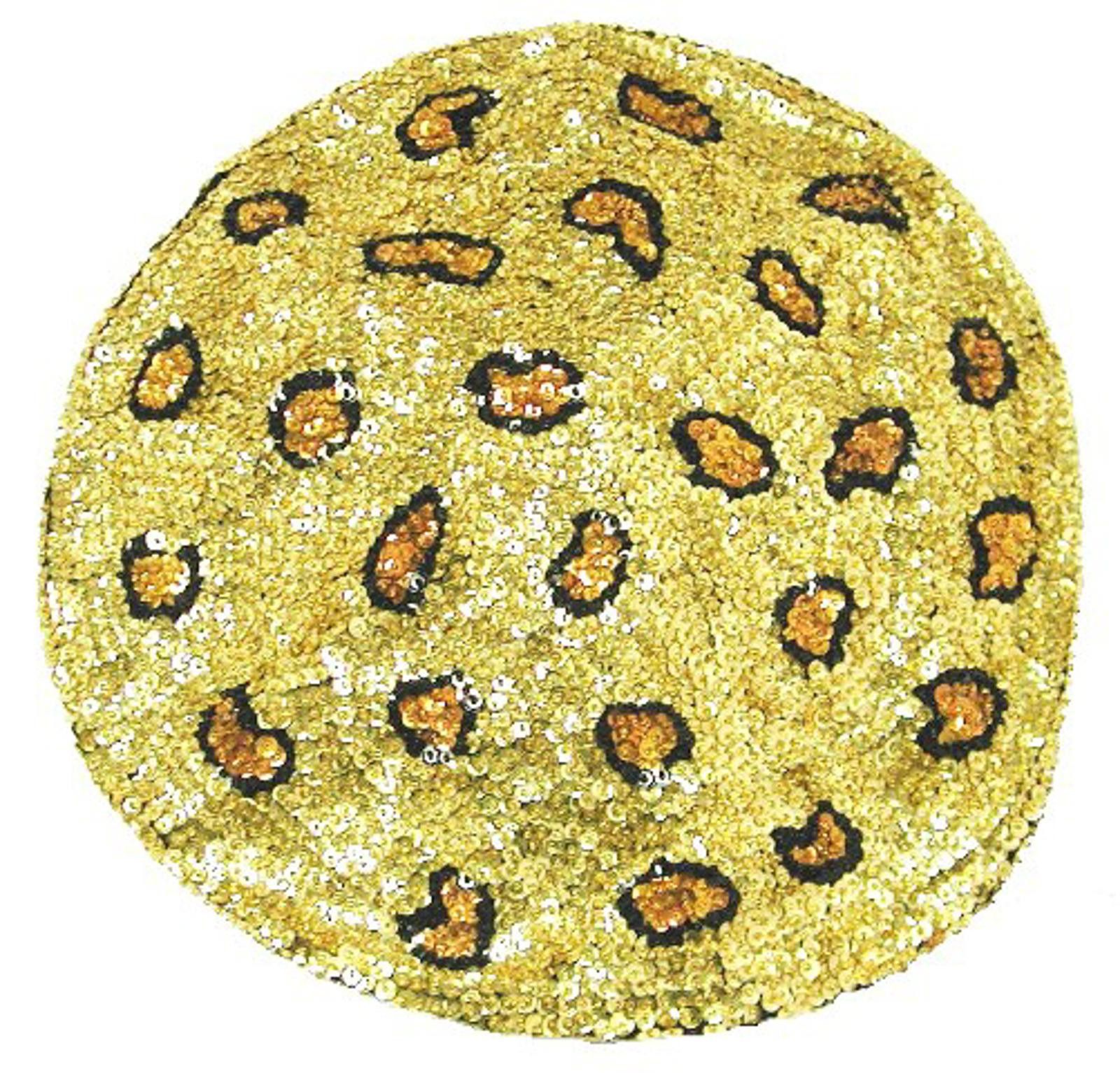 Designer Sequin Beret Style Cap Leopard Size ONE SIZE - 1 Preview