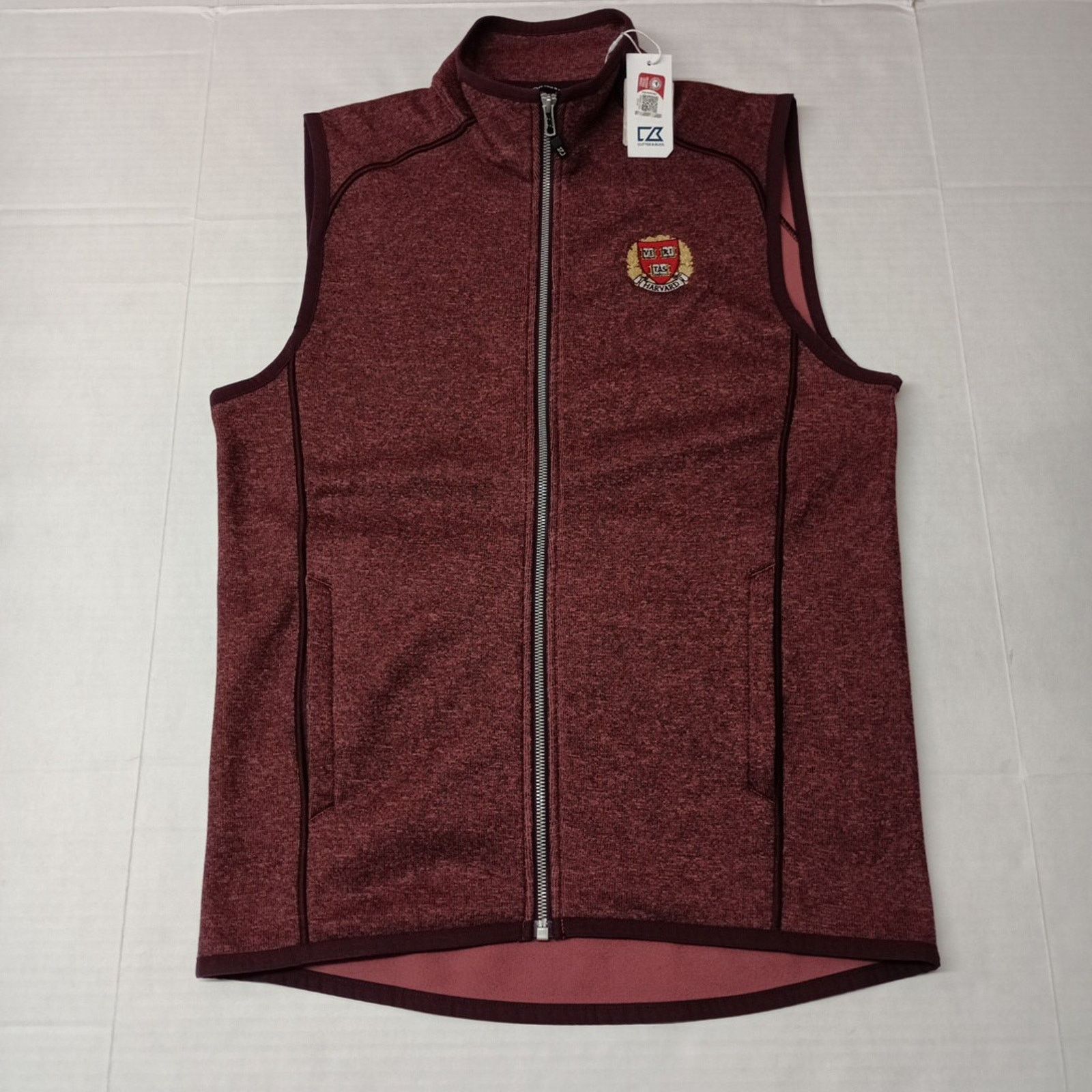 Cutter & Buck Cutter & Buck Harvard Crimson Vest Jacket Mens S Maroon Knit Size US S / EU 44-46 / 1 - 1 Thumbnail
