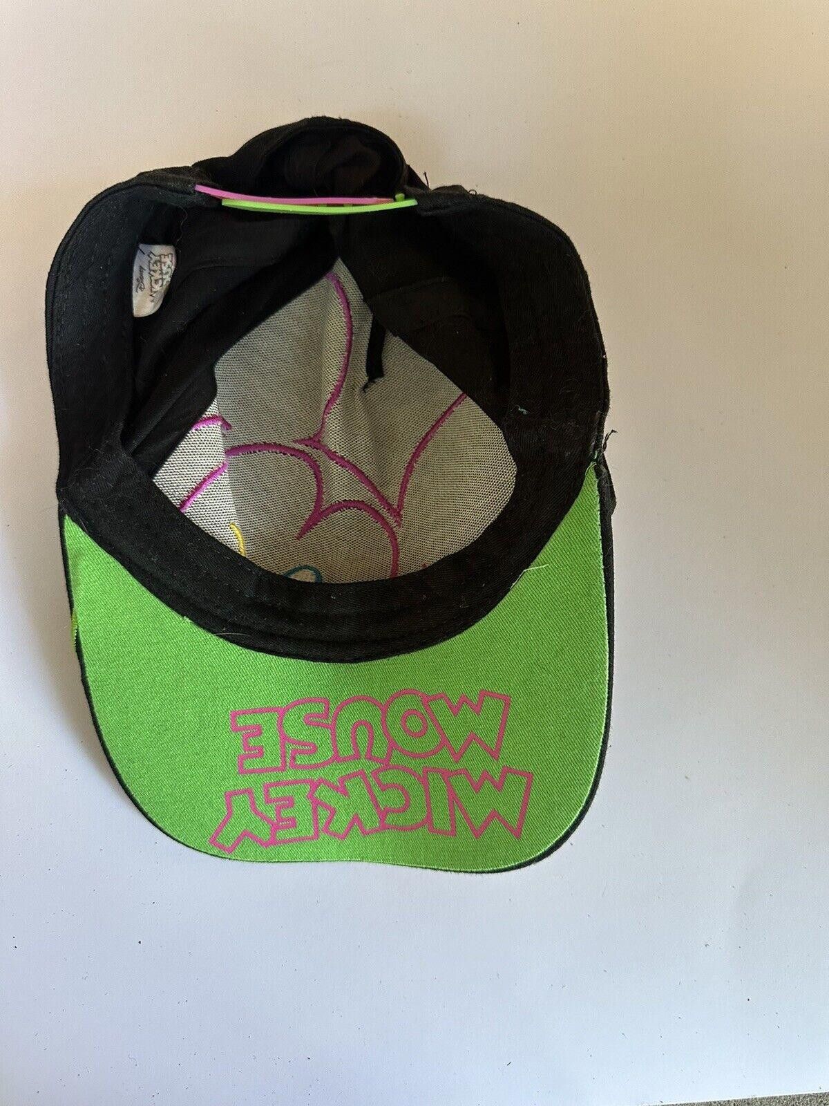 Disney Disney Mickey Mouse Face Black Neon Snapback Baseball Hat Size ONE SIZE - 3 Thumbnail