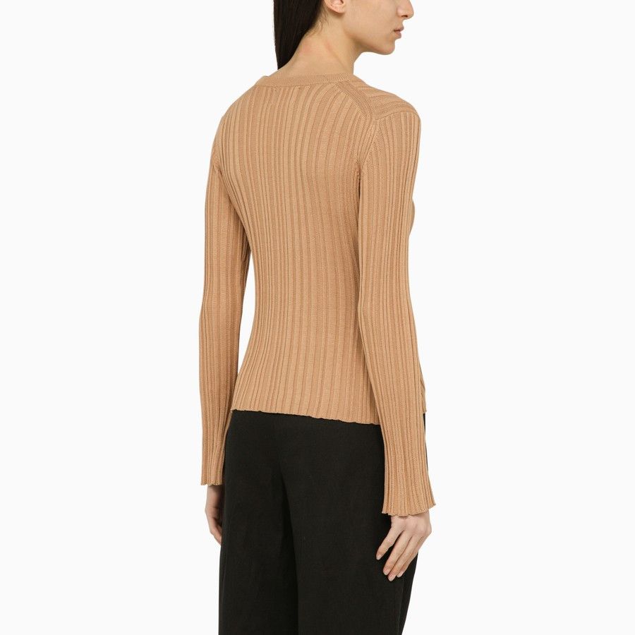 Loulou de Saison o1d2blof0824 Silk Blend Crew-Neck Sweater in Brown Size XS / US 0-2 / IT 36-38 - 3 Thumbnail