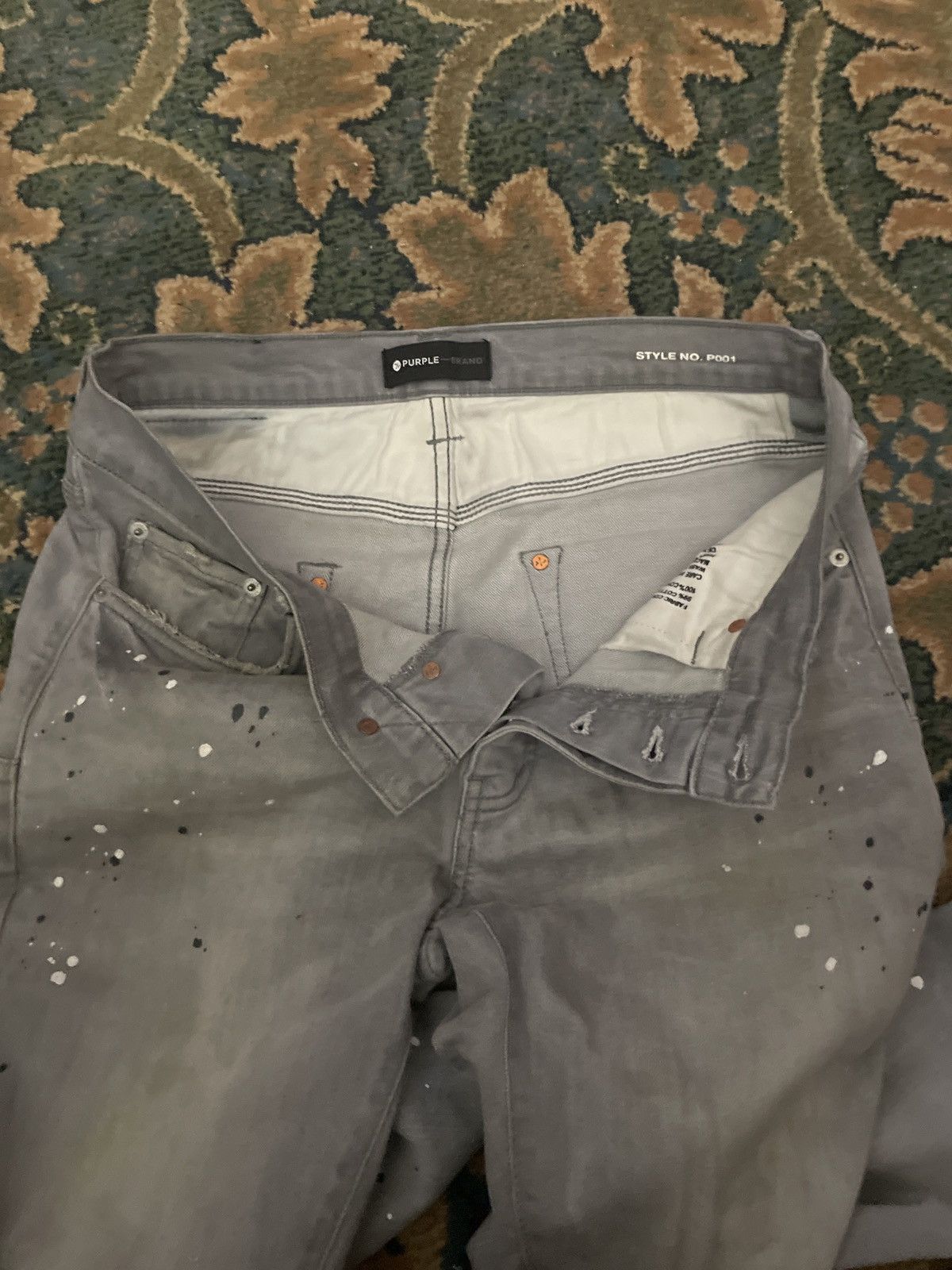 Purple Brand Grey Paint Splatter Ripped Jeans Size US 31 - 3 Thumbnail