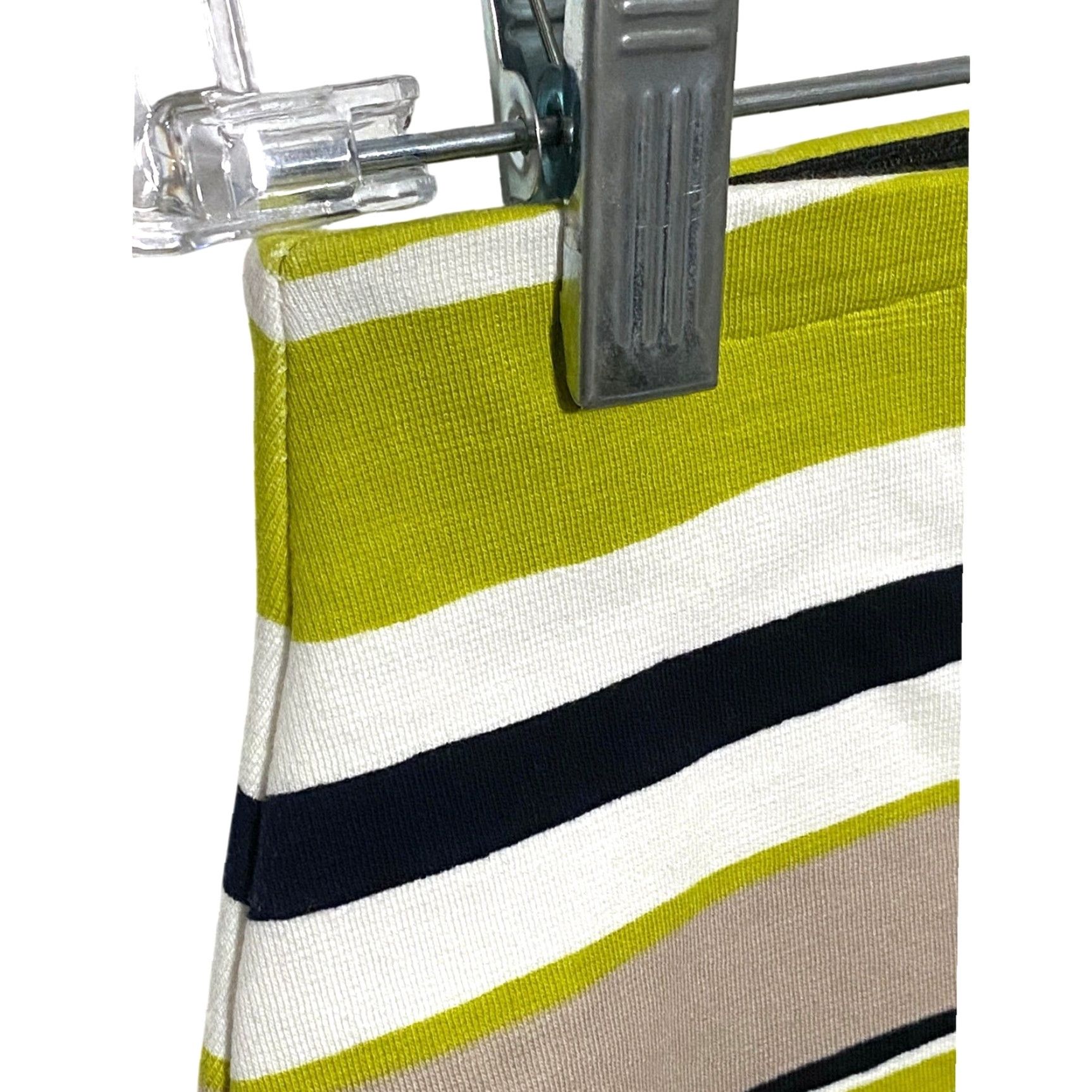 Ann Taylor VINTAGE? No. (Skip) Ann Taylor Pencil Skirt Pull On Striped Green Tan White NWT Stretch 4 Petite 4P Size 27" / US 4 / IT 40 - 2 Thumbnail