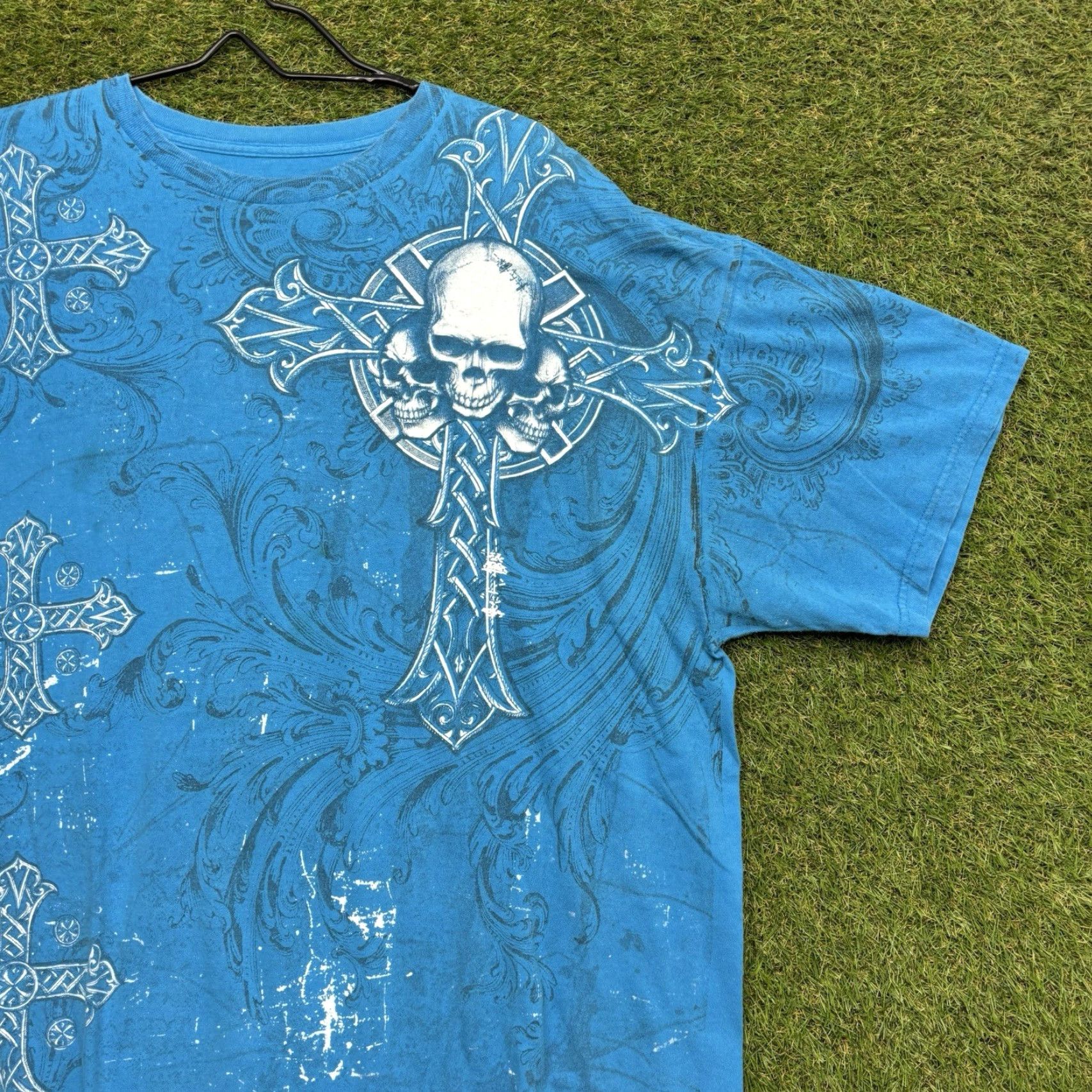 Vintage VINTAGE MMA Elite T-Shirt Men 2XL Cotton All Over Print Skull 90s Biker Grunge Logo Size US XXL / EU 58 / 5 - 3 Thumbnail