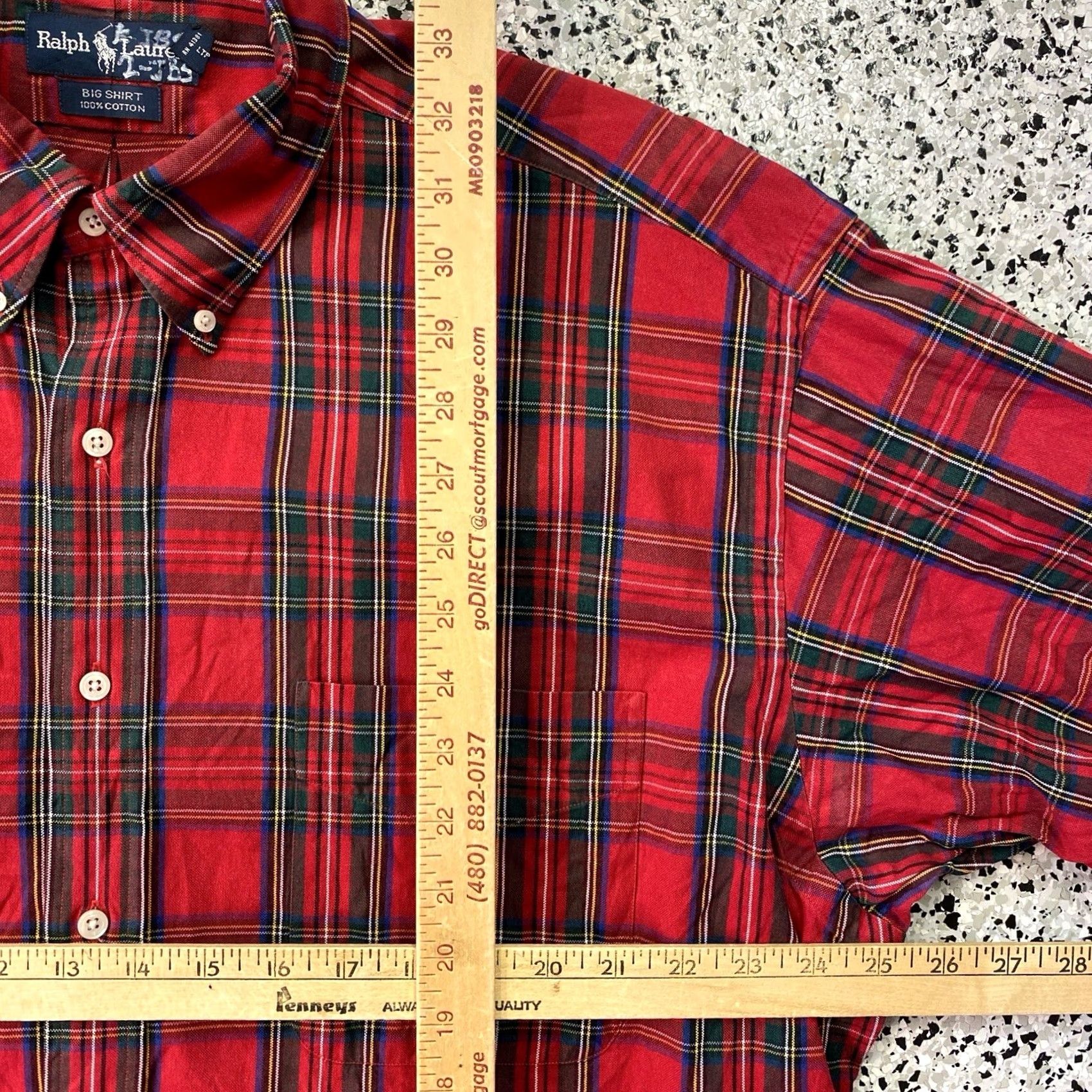 Polo Ralph Lauren VINTAGE Polo Ralph Lauren Big Shirt Cotton Plaid Holiday XL Red Green Blue Long Sleeve Button-Up Down Front Mens Size US XL / EU 56 / 4 - 2 Thumbnail