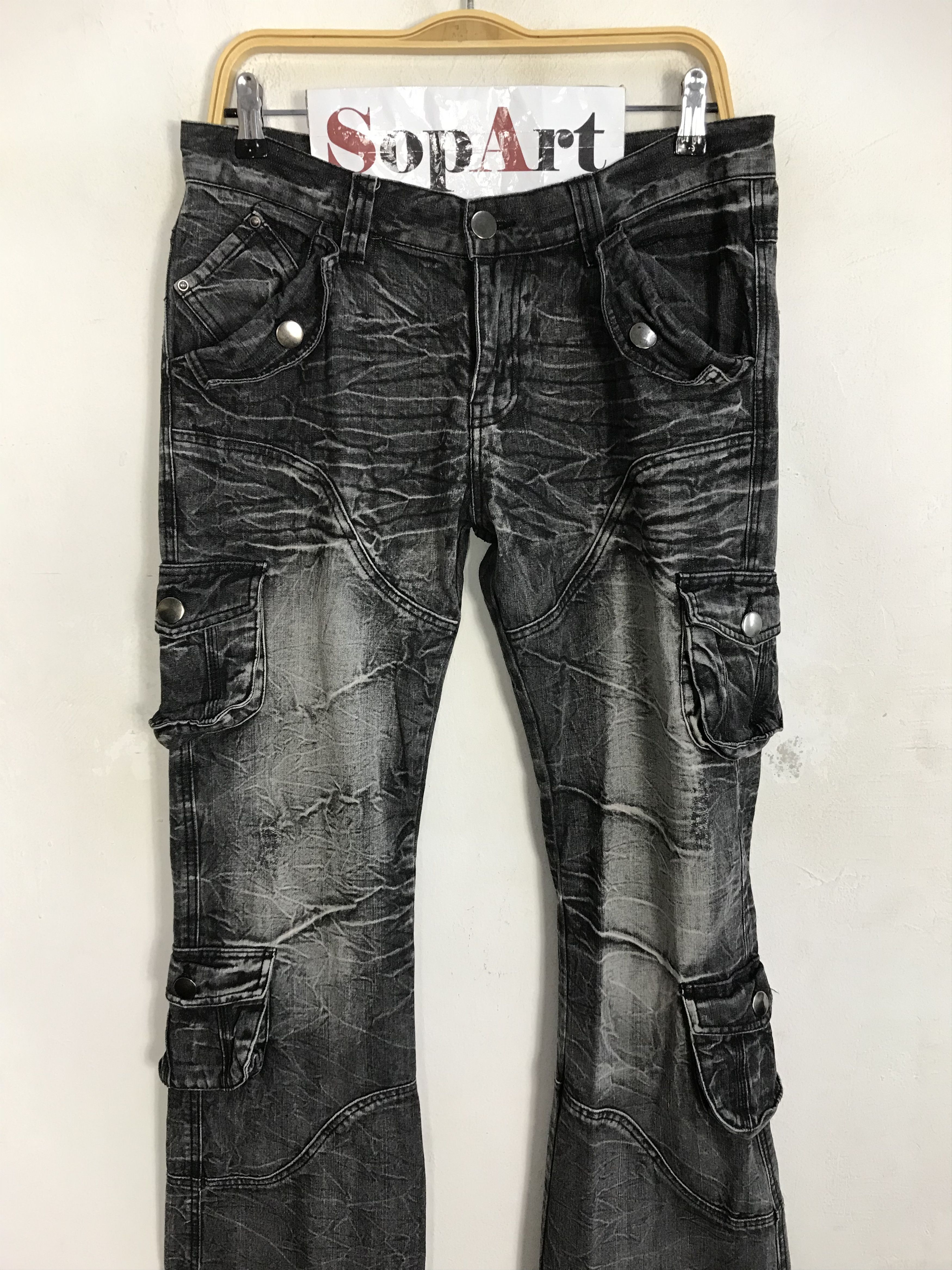 Japanese Brand Vtg Topism Super Flared Design Multi Pocket Denim Jeans Size US 32 / EU 48 - 2 Thumbnail