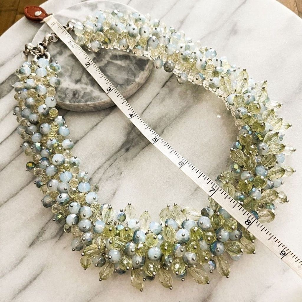 Vintage Art Glass Faceted Bead Cluster Collar Necklace Green Blue Size ONE SIZE - 8 Thumbnail