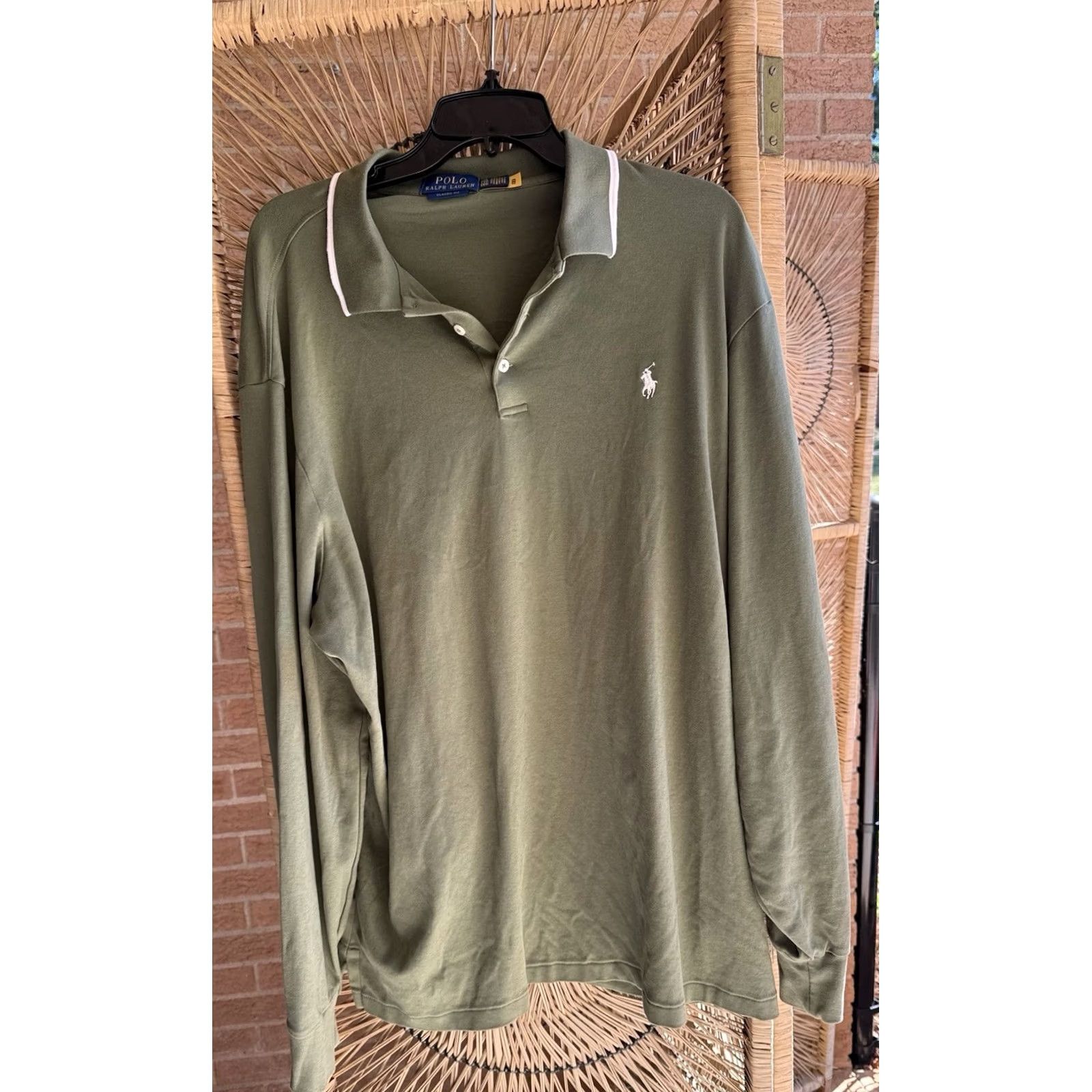 Polo Ralph Lauren Polo Ralph Lauren Polo Shirt Men Olive Green Long Sleeve Classic Fit 2XL Size US XXL / EU 58 / 5 - 8 Thumbnail