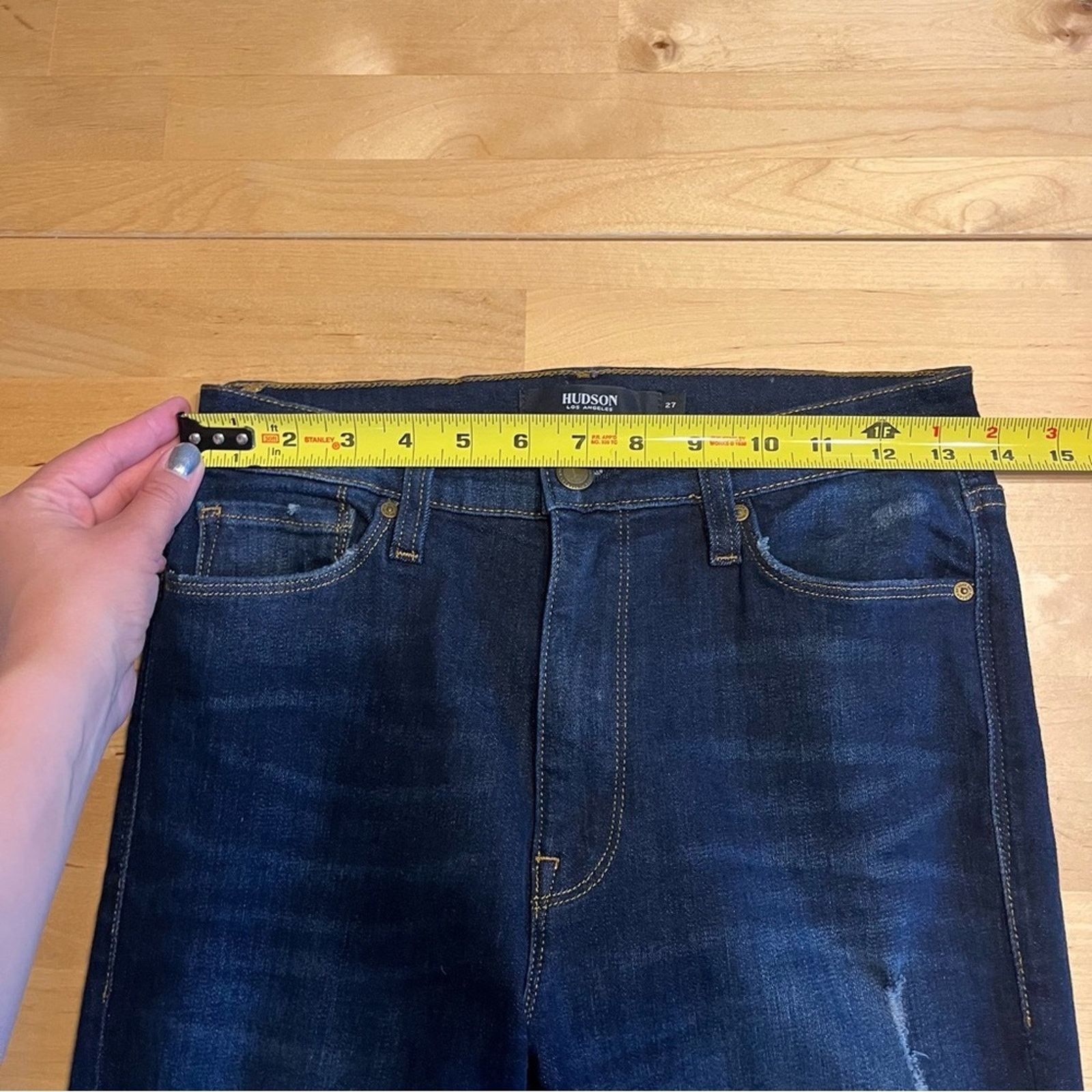 Hudson Hudson Barbara Super Skinny Dark Wash Distressed Jeans Sz 27 Size 27" / US 4 / IT 40 - 8 Thumbnail