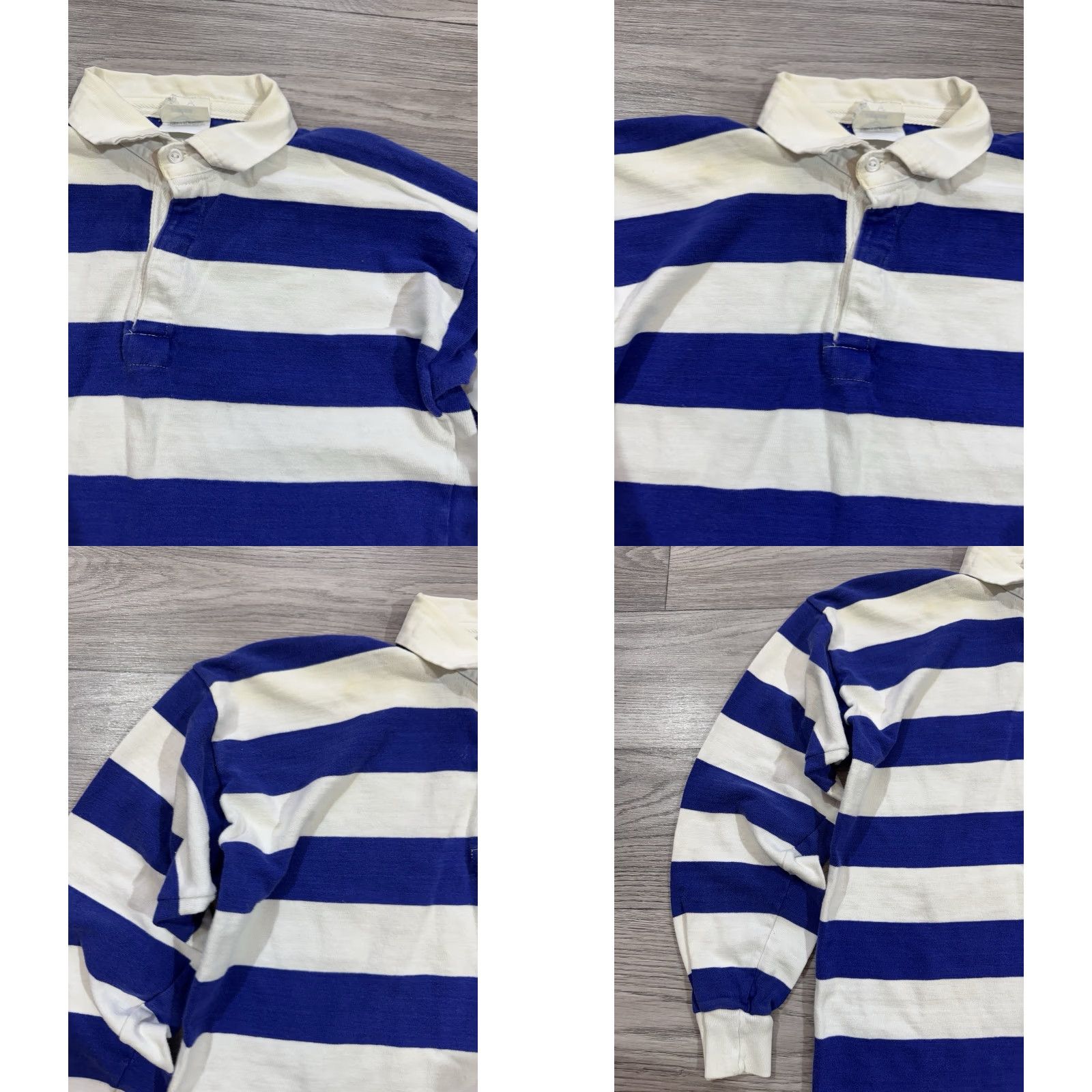 Umbro VINTAGE Umbro Rugby Shirt Mens L Long Sleeve White Blue Striped 90s Shirt Mens Boys Girls Size US L / EU 52-54 / 3 - 8 Thumbnail