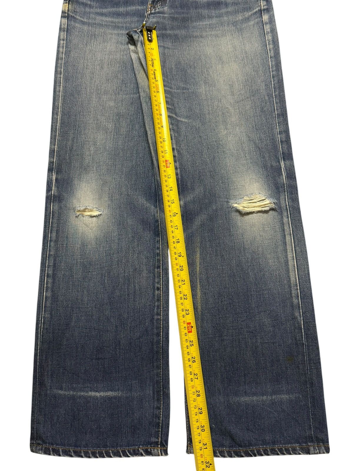 Edwin Vintage 90s Edwin 503z Blue Faded Wash Distressed Wide Leg Size US 30 / EU 46 - 11 Thumbnail