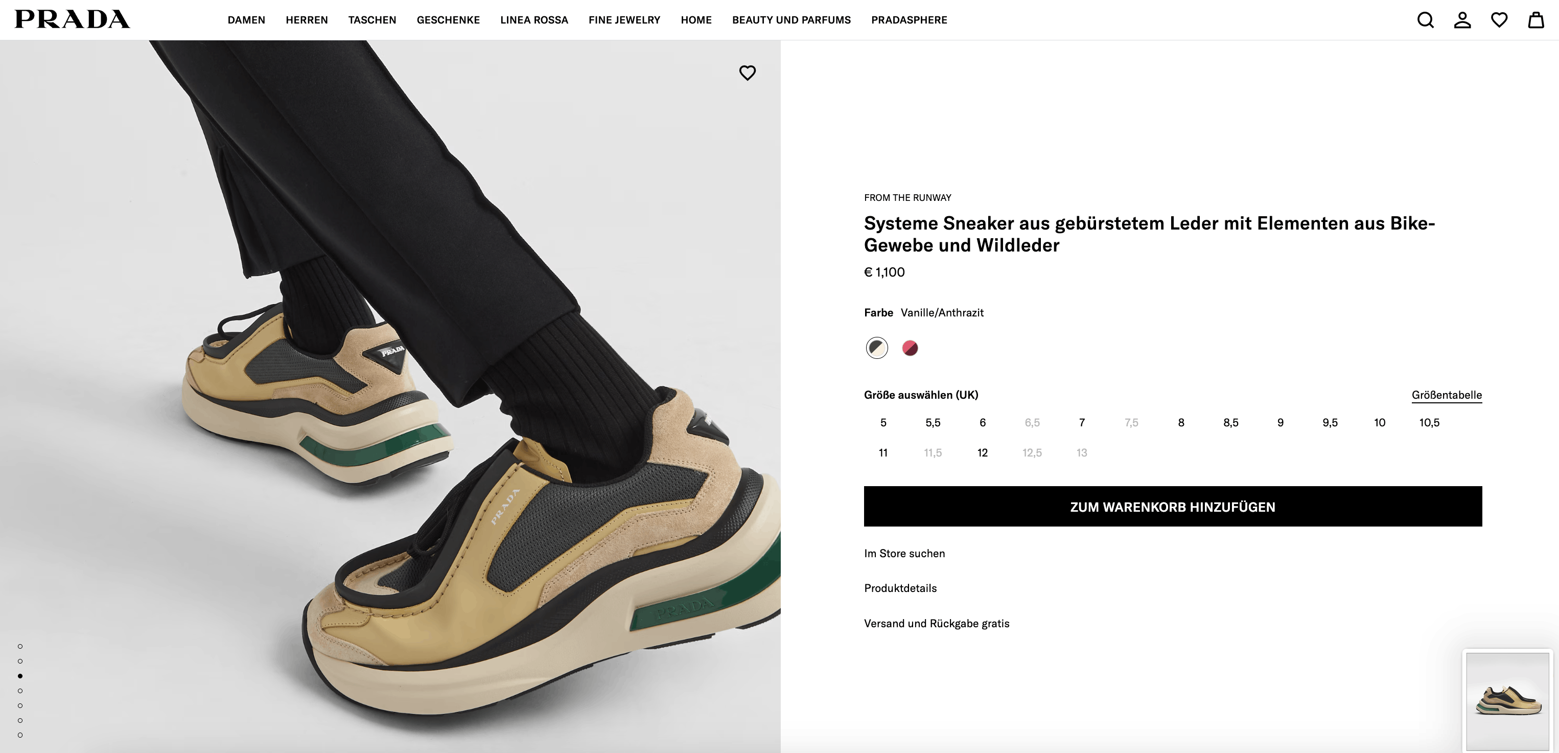 Prada FROM THE RUNWAY $ 1,350 SNEAKERS Size US 6 / EU 39 - 3 Thumbnail