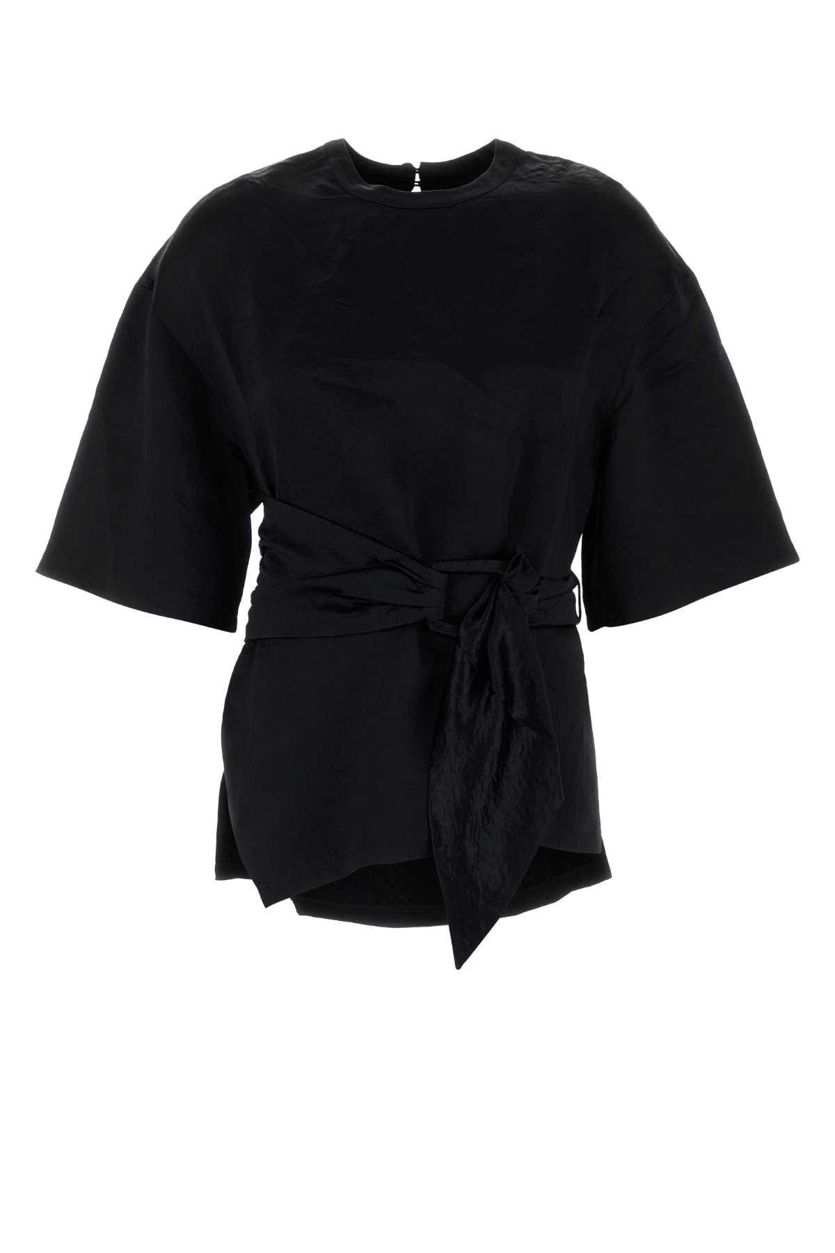 Nanushka Black Satin Besia T-Shirt Size S / US 4 / IT 40 - 1 Thumbnail