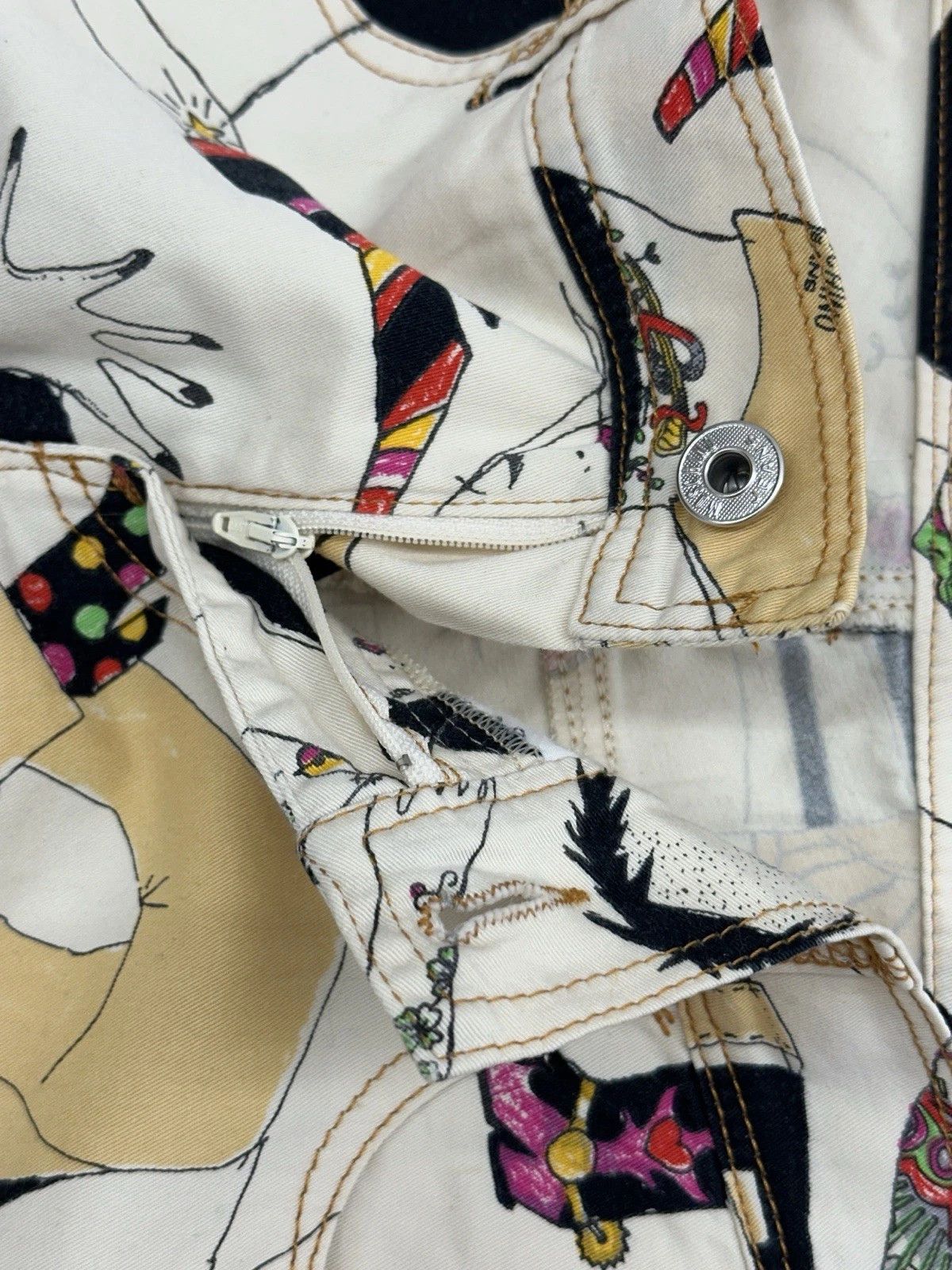 Moschino Vintage 90s Moschino Jeans Donna Womens Pants People Print Size 32" / US 10 / IT 46 - 6 Thumbnail