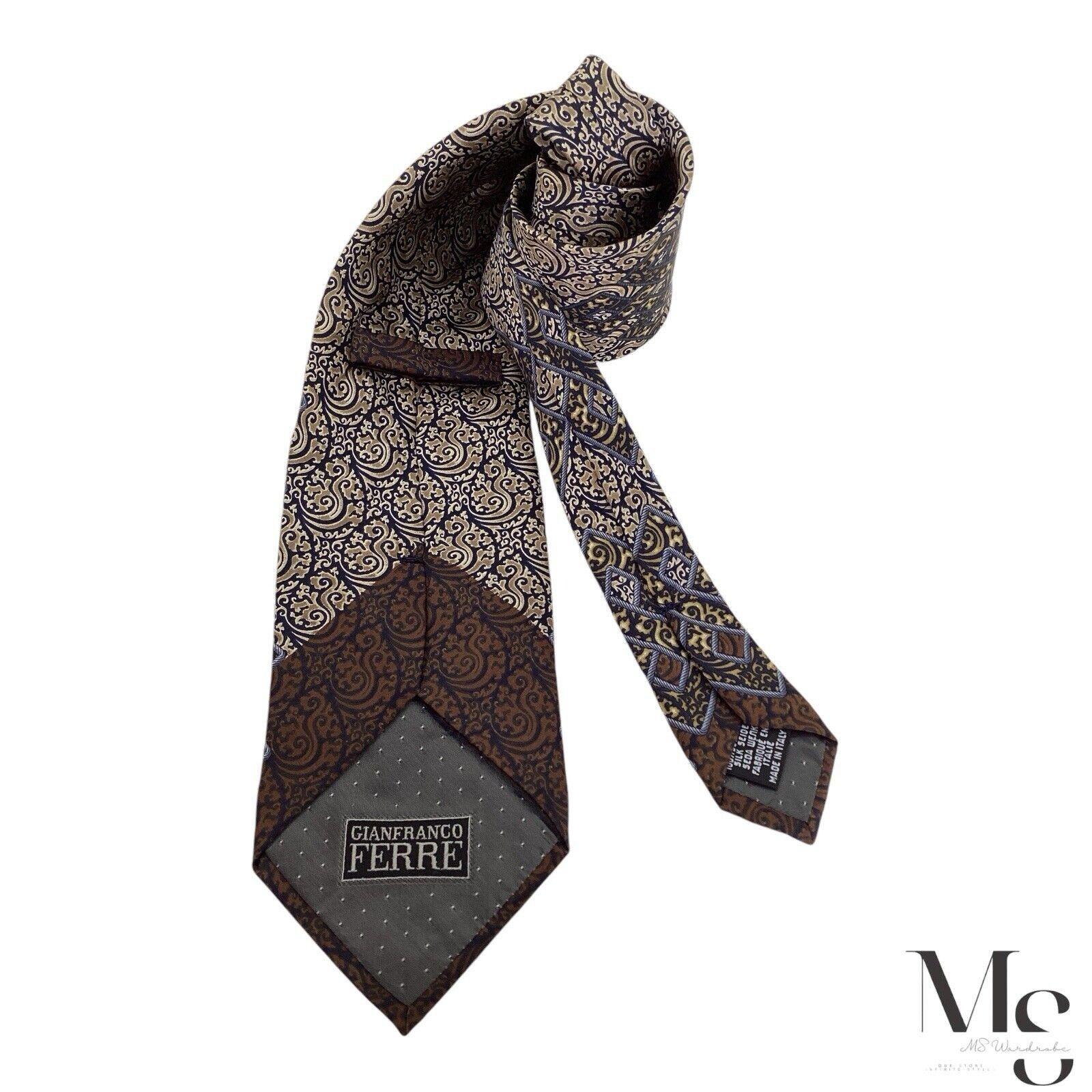 Gianfranco Ferre GIANFRANCO FERRE XL Brown Baroque Print Silk Tie Made In Ita Size ONE SIZE - 1 Thumbnail