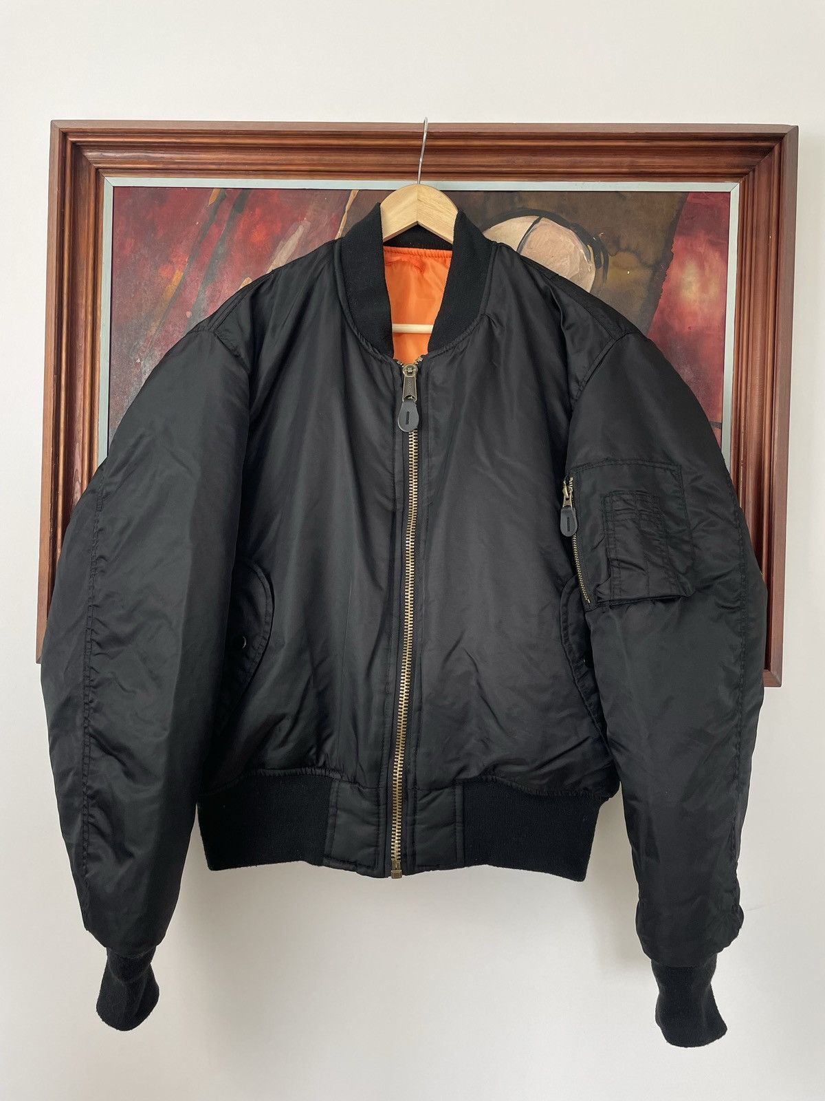 Vintage Ma1 Flyer Black Vintage Nylon Bomber Jacket BoxyFit Oversize Size US S / EU 44-46 / 1 - 2 Thumbnail