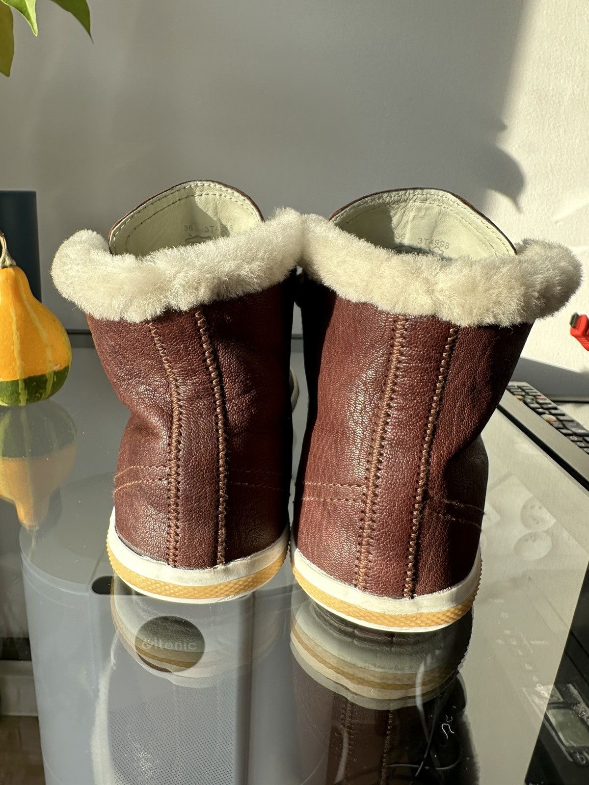 Prada Prada leather high top fur lining warm sneakers shoes Size US 6 / IT 36 - 4 Thumbnail