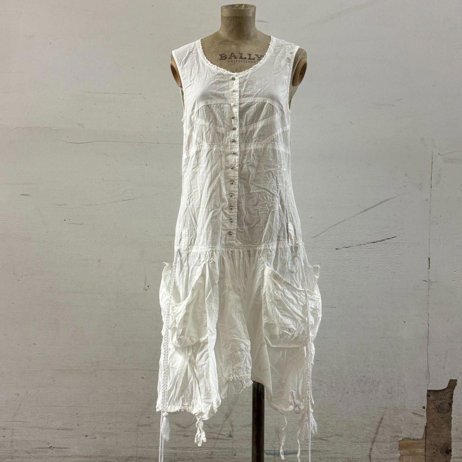 Other Vintage La Mode Est à Vous White Cotton Parachute Dress Size S / US 4 / IT 40 - 2 Thumbnail