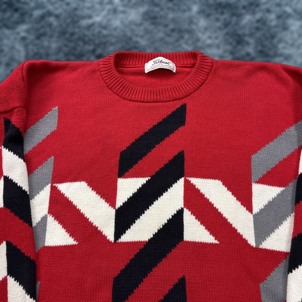Titleist VINTAGE Titleist Golf Sweater Mens XL Red 90s Abstract Knit Crewneck Pullover Casual Winter Spring Fall Mens Size US XL / EU 56 / 4 - 1 Thumbnail