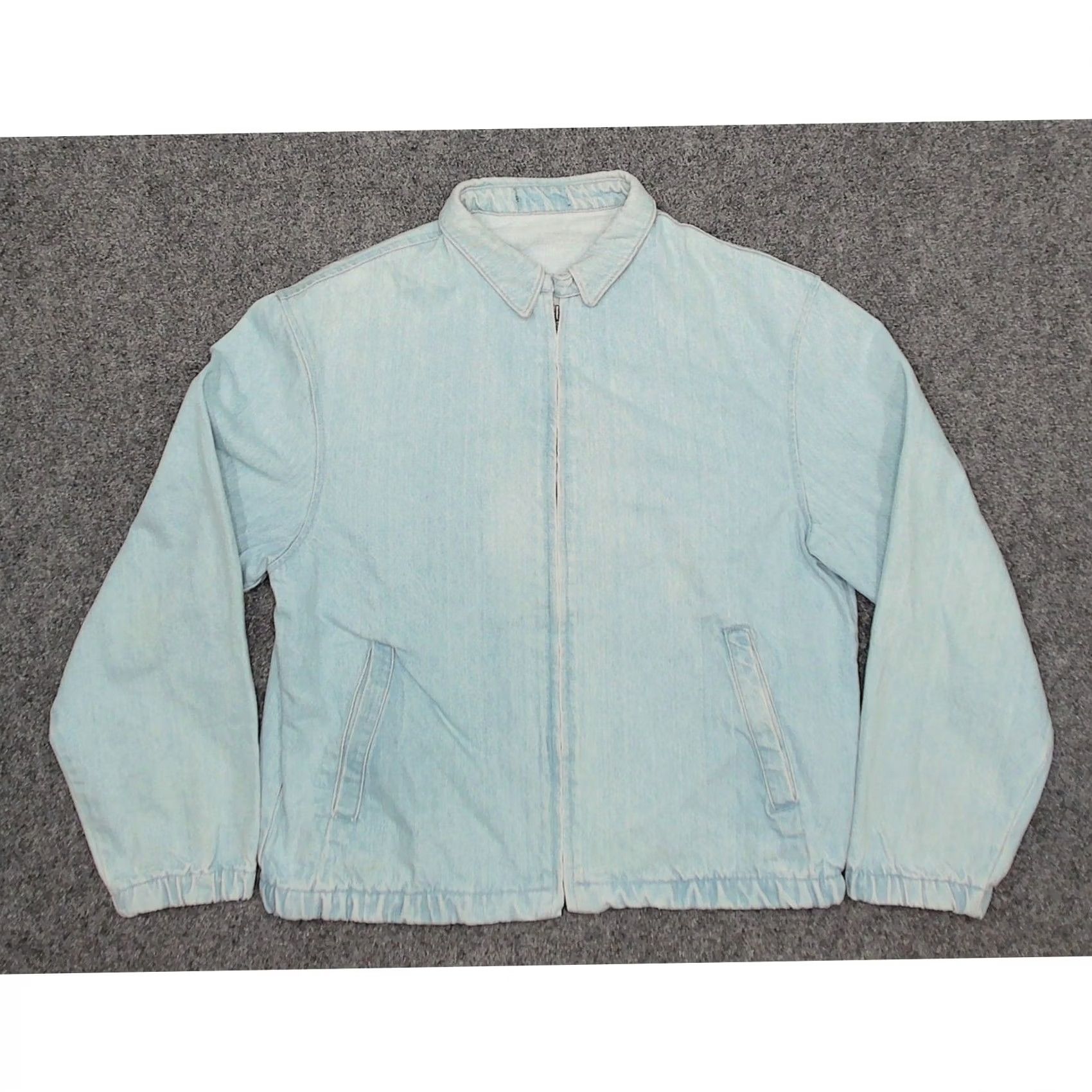 Denime VINTAGE 90s Denim Bomber Jacket Lightwash Zip Cropped L XL Men Mens Short Boxy Ideal Zipper Blank Blue Size US L / EU 52-54 / 3 - 3 Thumbnail