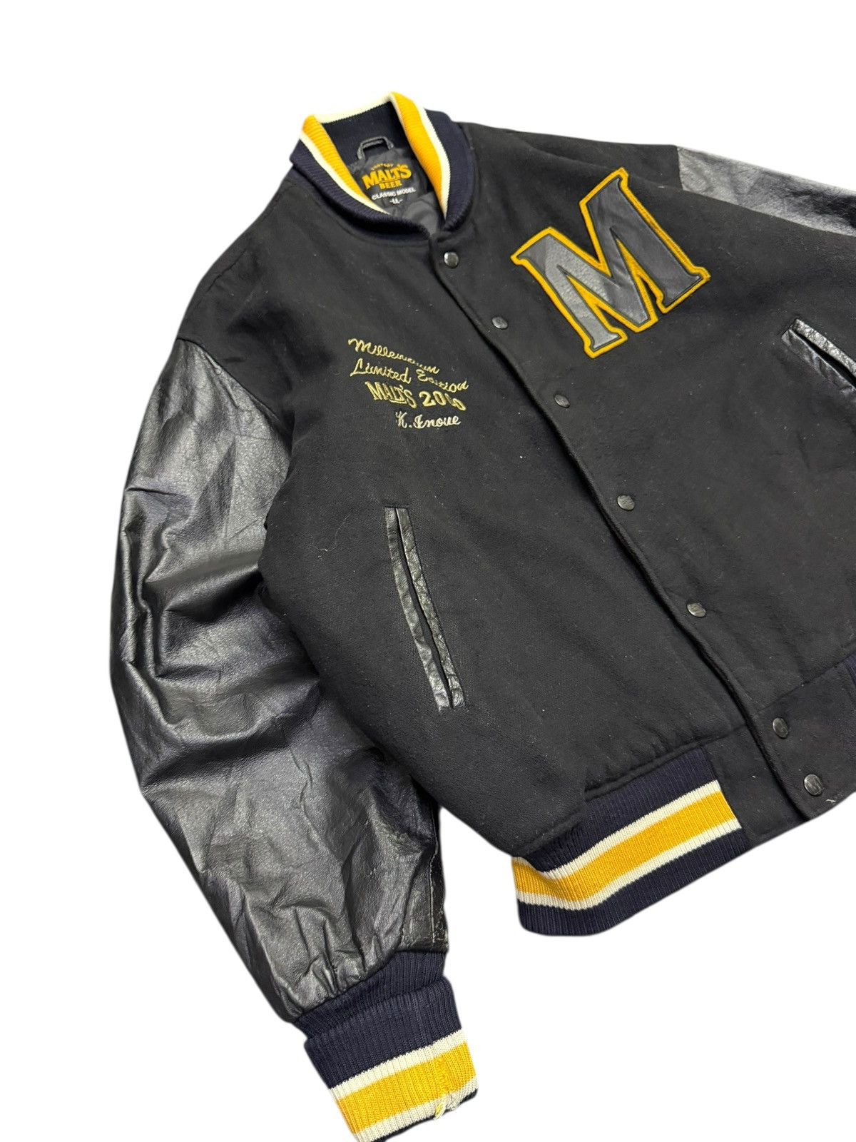 Vintage Vintage 90s Limited Edition Malt Beer Leather Varsity Size US L / EU 52-54 / 3 - 3 Thumbnail
