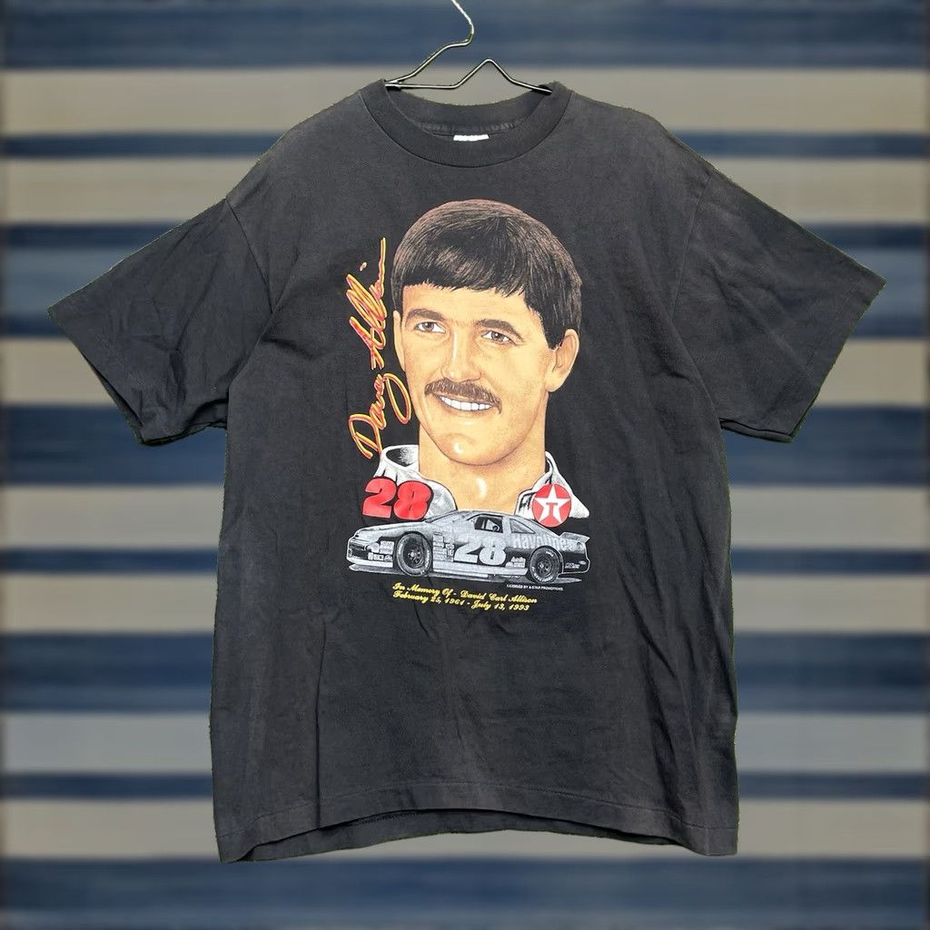 TEE JAYS VINTAGE Davey Allison Racing Memorial Shirt Mens XL Black 1990s Crew Neck T-Shirt Racing Theme Tee MLB? Size US XL / EU 56 / 4 - 1 Thumbnail