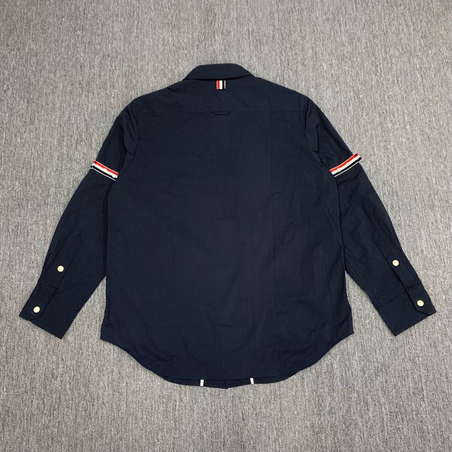 Thom Browne TB Navy 3 Stripes Nylon Twill Shirt 4 95 New Size US XL / EU 56 / 4 - 2 Thumbnail