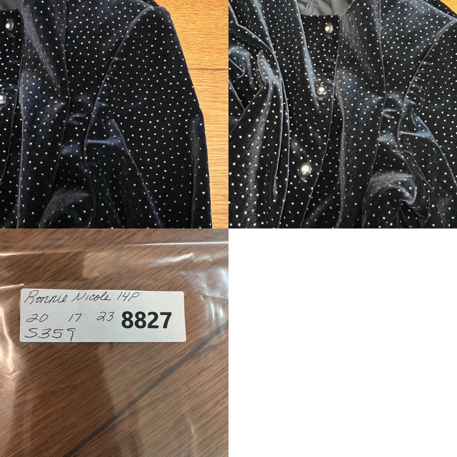 Velvet Ronni Nicole Button-Up Jacket Women's Petite 14P Black Velvet Glitter Sparkle Cardigan Shirt Size XL / US 12-14 / IT 48-50 - 8 Thumbnail