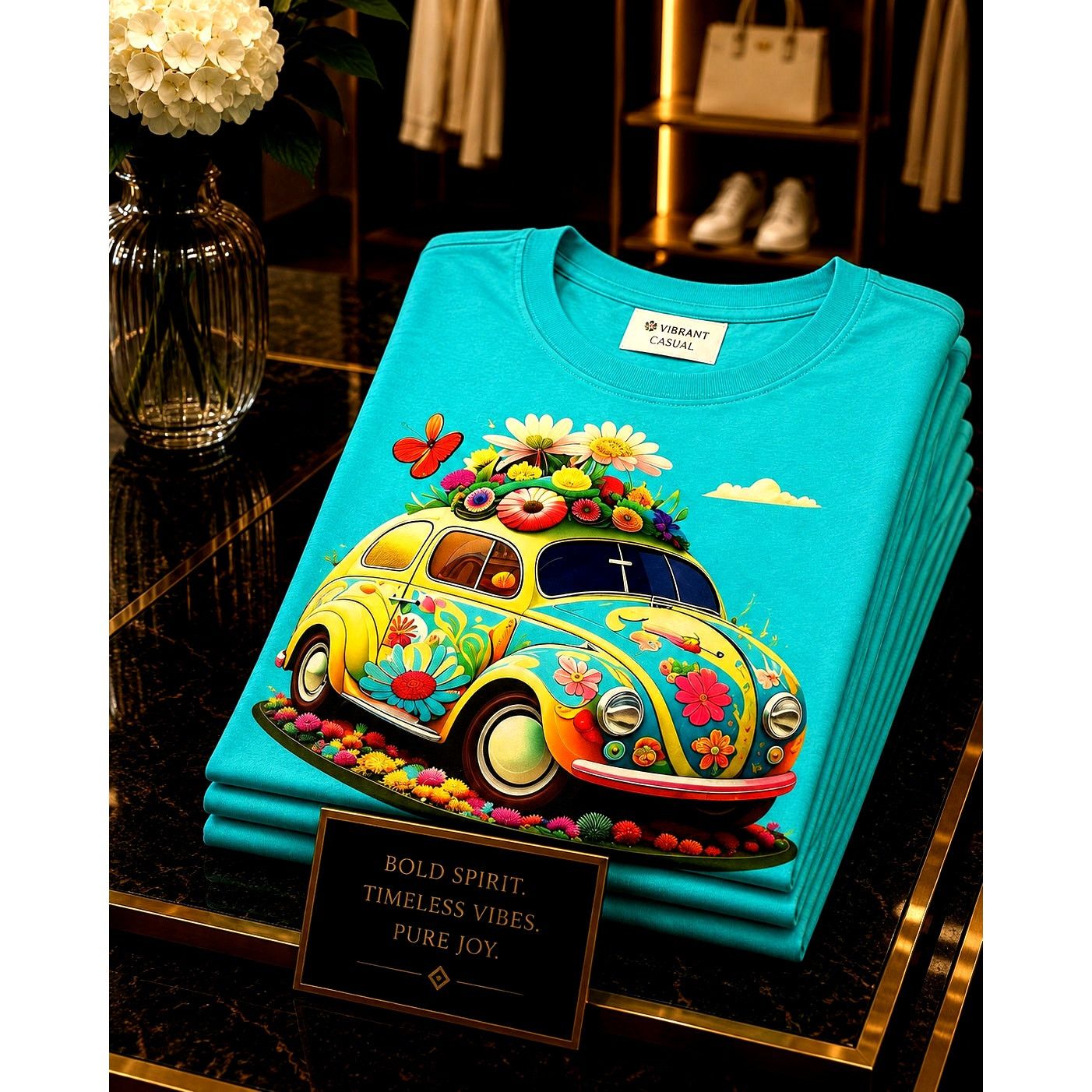 Other Vibrant Casual Crew Neck 70s Bug/Flowers T Shirt XXL (14) Size XL / US 12-14 / IT 48-50 - 1 Thumbnail