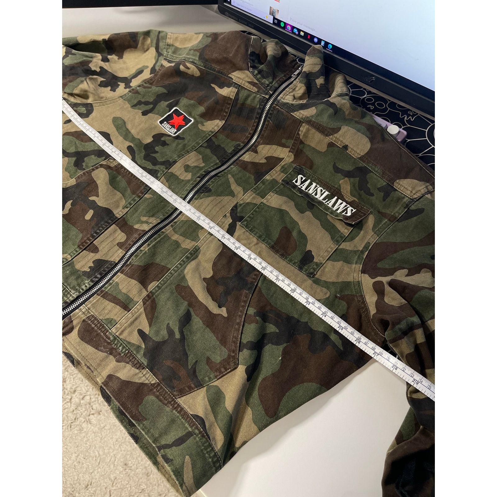 Japanese Brand Camouflage American Flag Military Denim Jacket Size US M / EU 48-50 / 2 - 10 Thumbnail