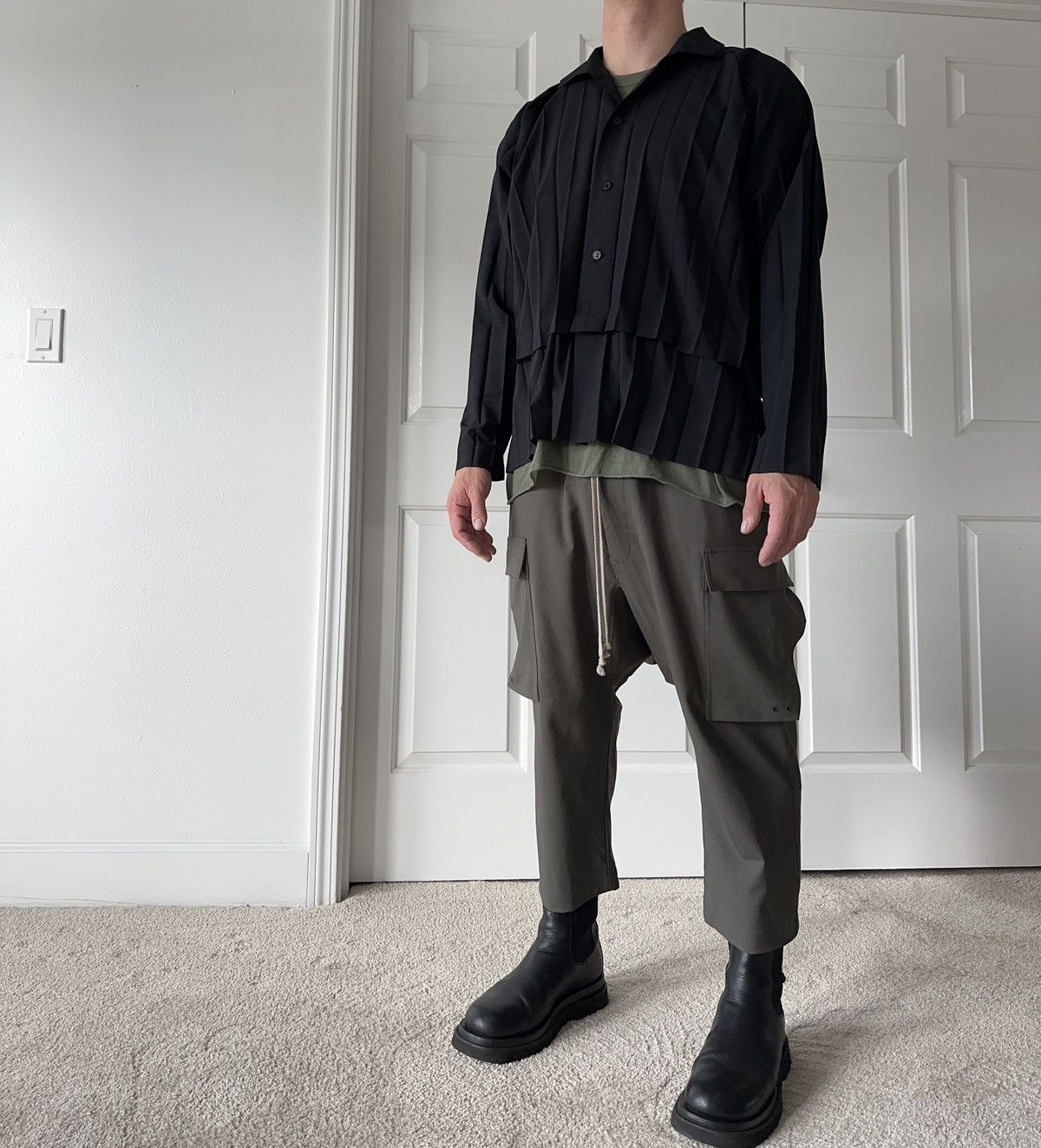 RICK OWENS FW19 Size 36 Black Wool Drop-Crotch Casual Pants