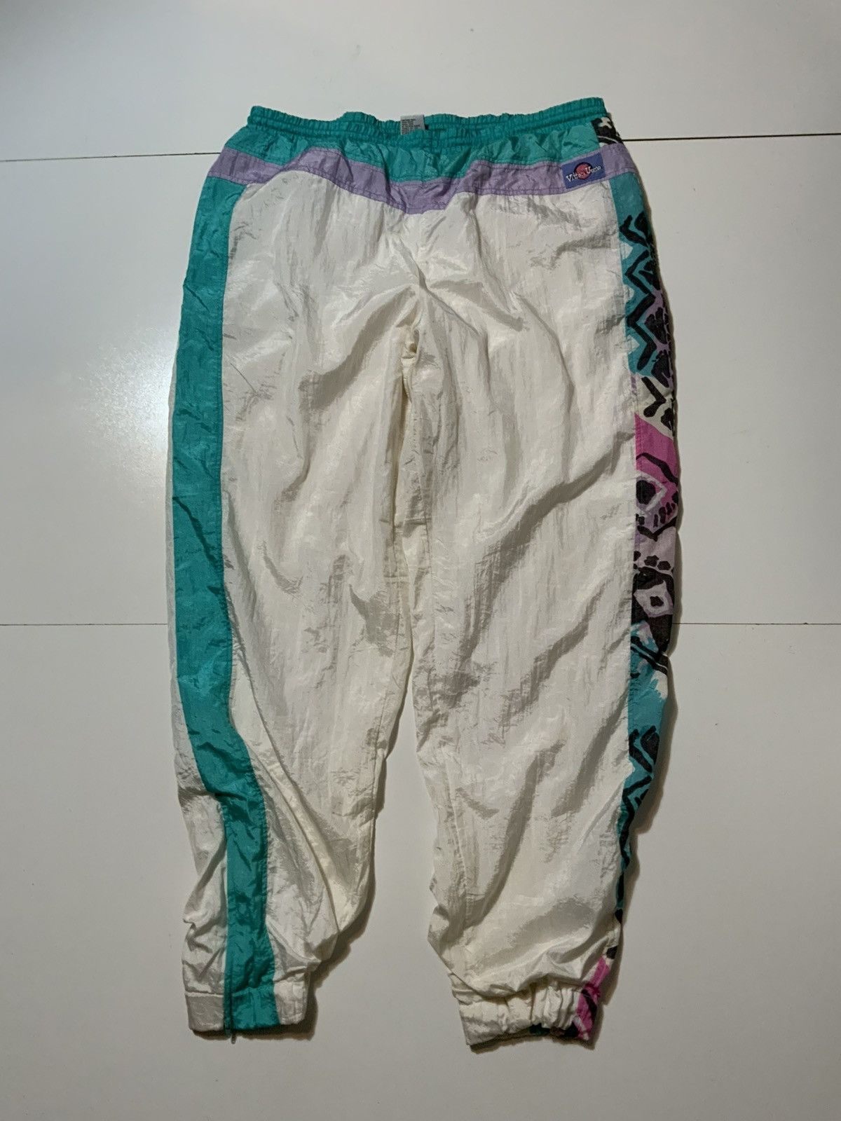 Vintage Vintage 80s Windbreaker Abstract Tie Dye Jogger Track Pants Size US 36 / EU 52 - 1 Thumbnail