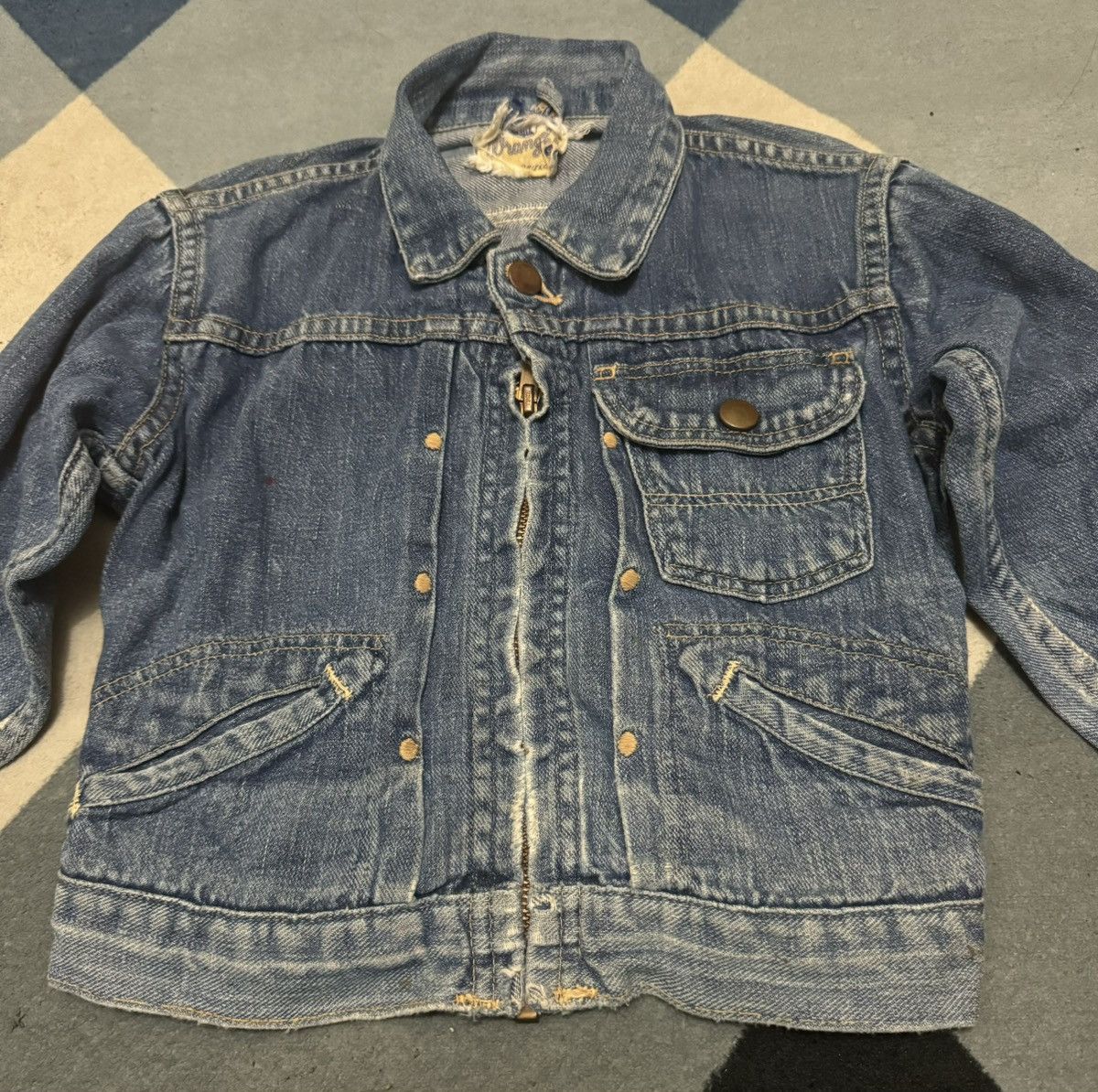 Vintage TRUE VINTAGE WRANGLER BLUE BELL JACKET 50s USA KIDS Size US XXS / EU 40 - 2 Thumbnail
