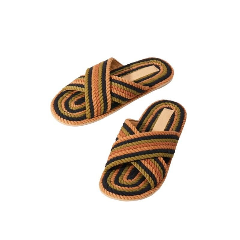 Anthropologie Salt + Umber Size 6 Saraya Multi-Rainbow Fabric Rope Sandal Size US 6 / IT 36 - 2 Thumbnail