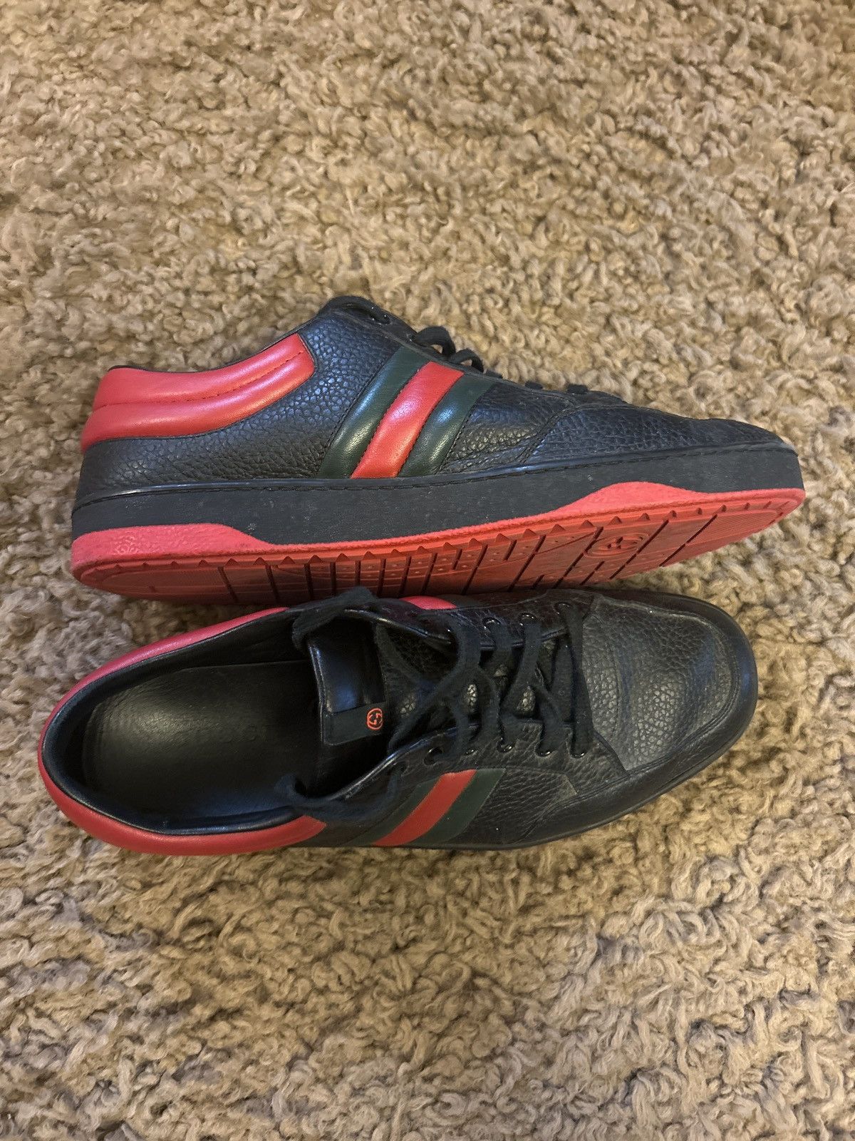 Gucci Black/Red Gucci Leather Sneakers Size US 10.5 / EU 43-44 - 2 Thumbnail