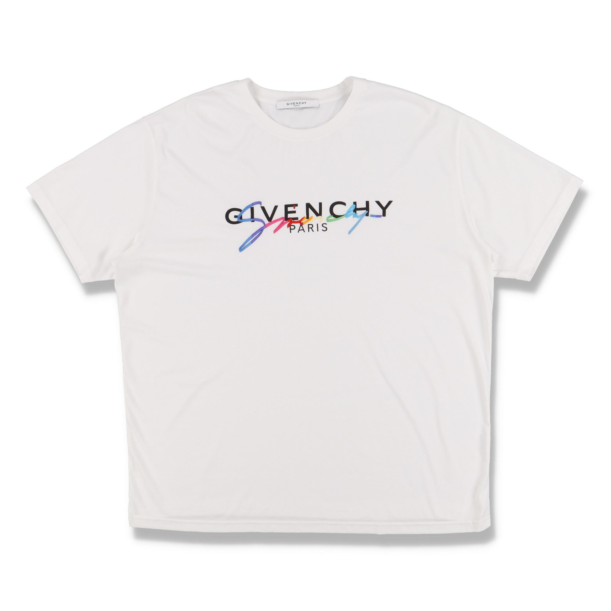 Givenchy White Rainbow Signature Logo T-Shirt Size US XL / EU 56 / 4 - 1 Thumbnail