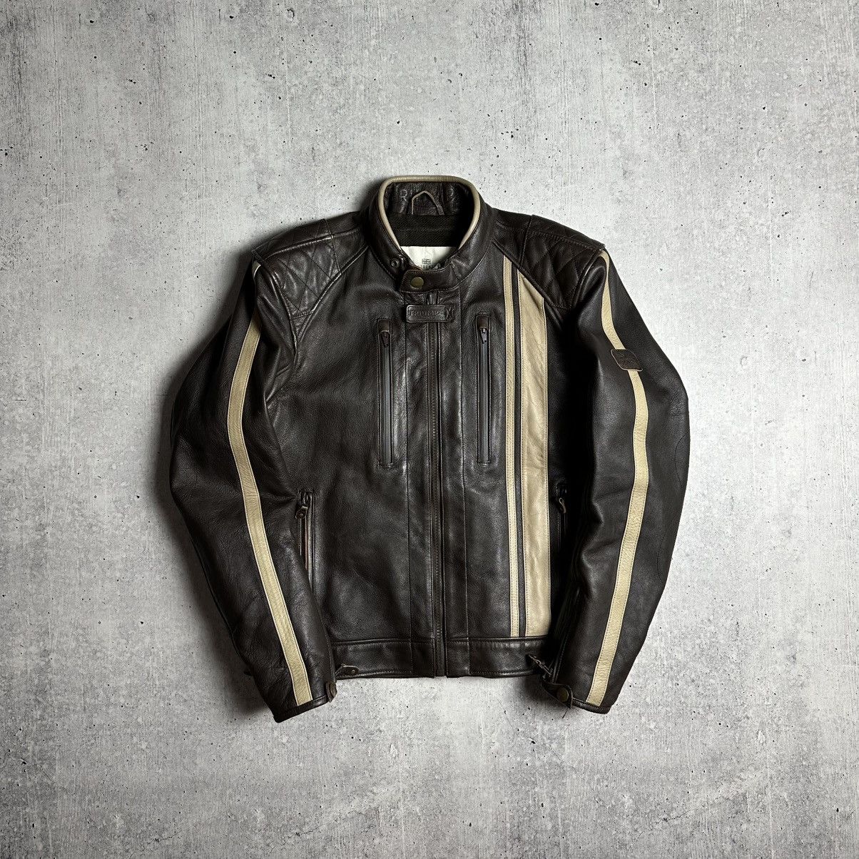 Biker Leather Jacket Blouson Triumph Raven GTX Goretex