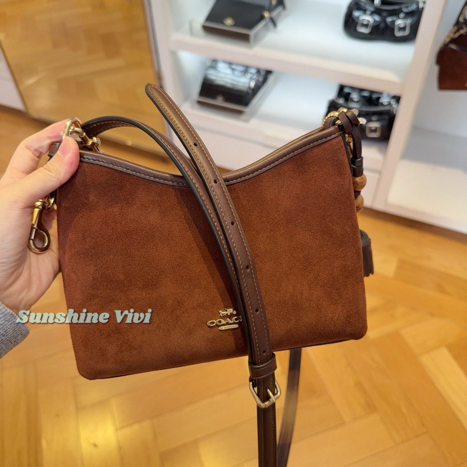 Coach NWT Coach Laurel Small Bag CCF14 Suede Vintage Brown/Maple Size ONE SIZE - 5 Thumbnail